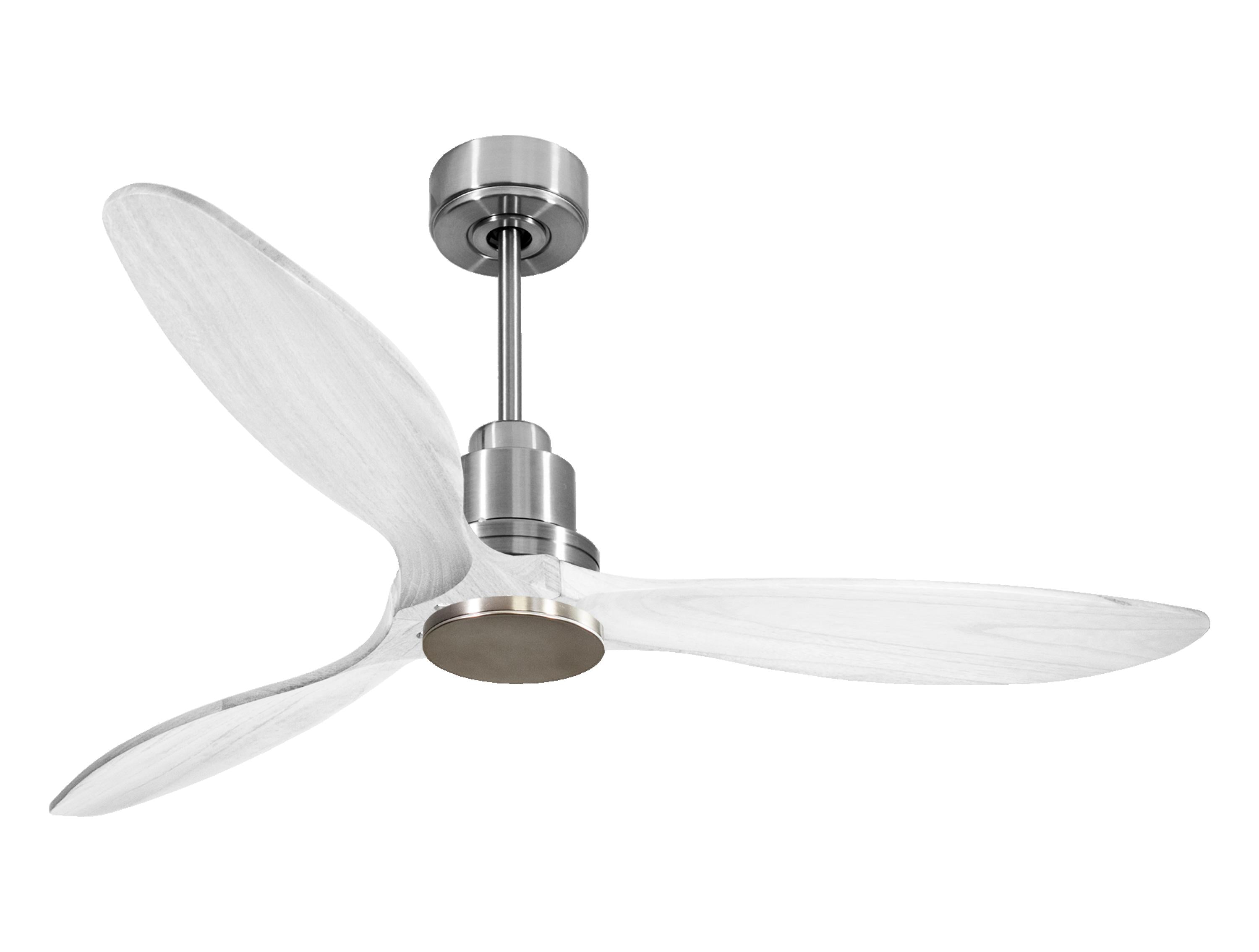 Ventilateur de plafond Réversible Thermostat Wifi Moteur à courant continu Toits en pente Télécommande Hypersilence Mémoire FullWood