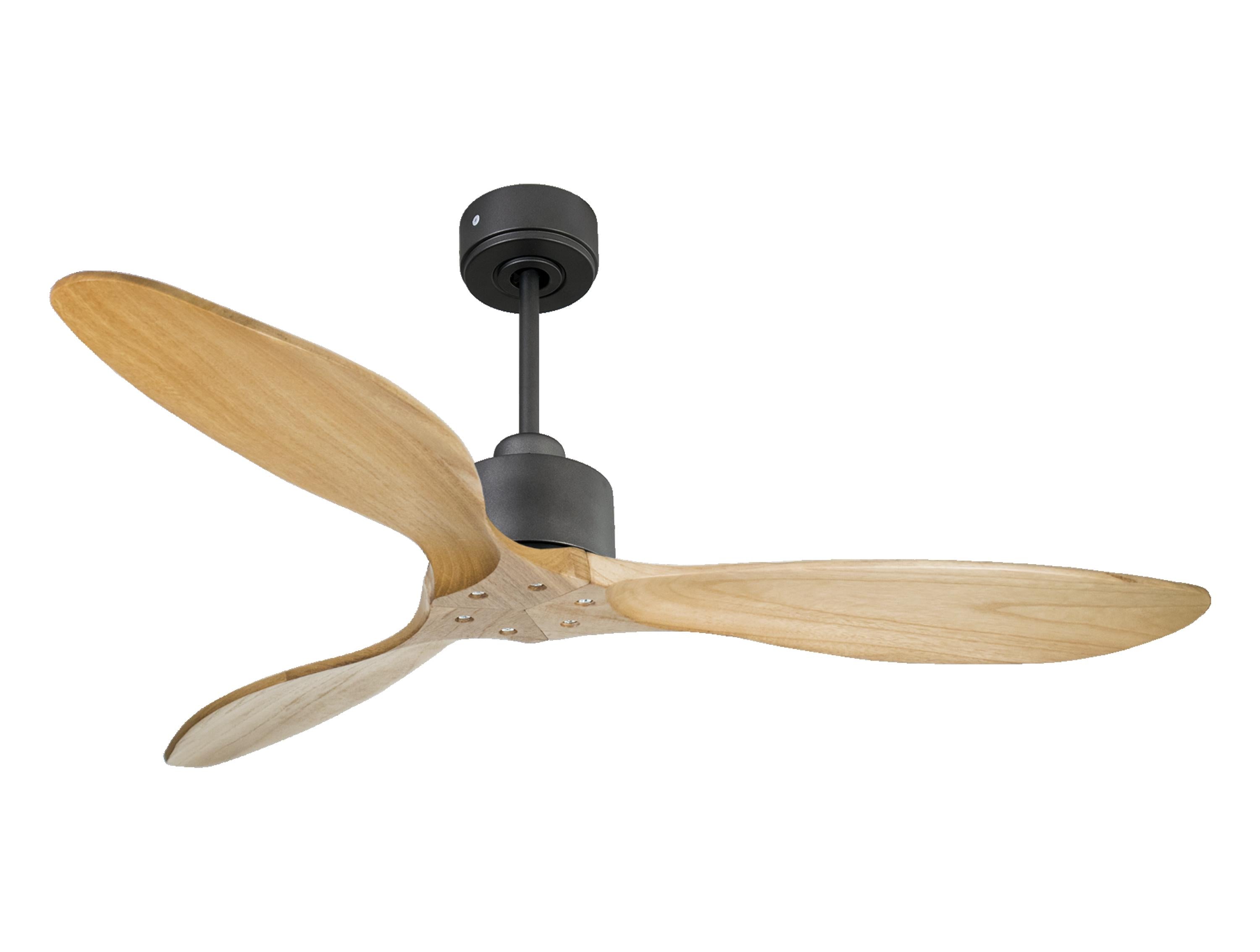 Ventilateur de plafond Réversible  Thermostat Wifi Moteur à courant continu Toits en pente Télécommande Hypersilence Mémoire FullWood