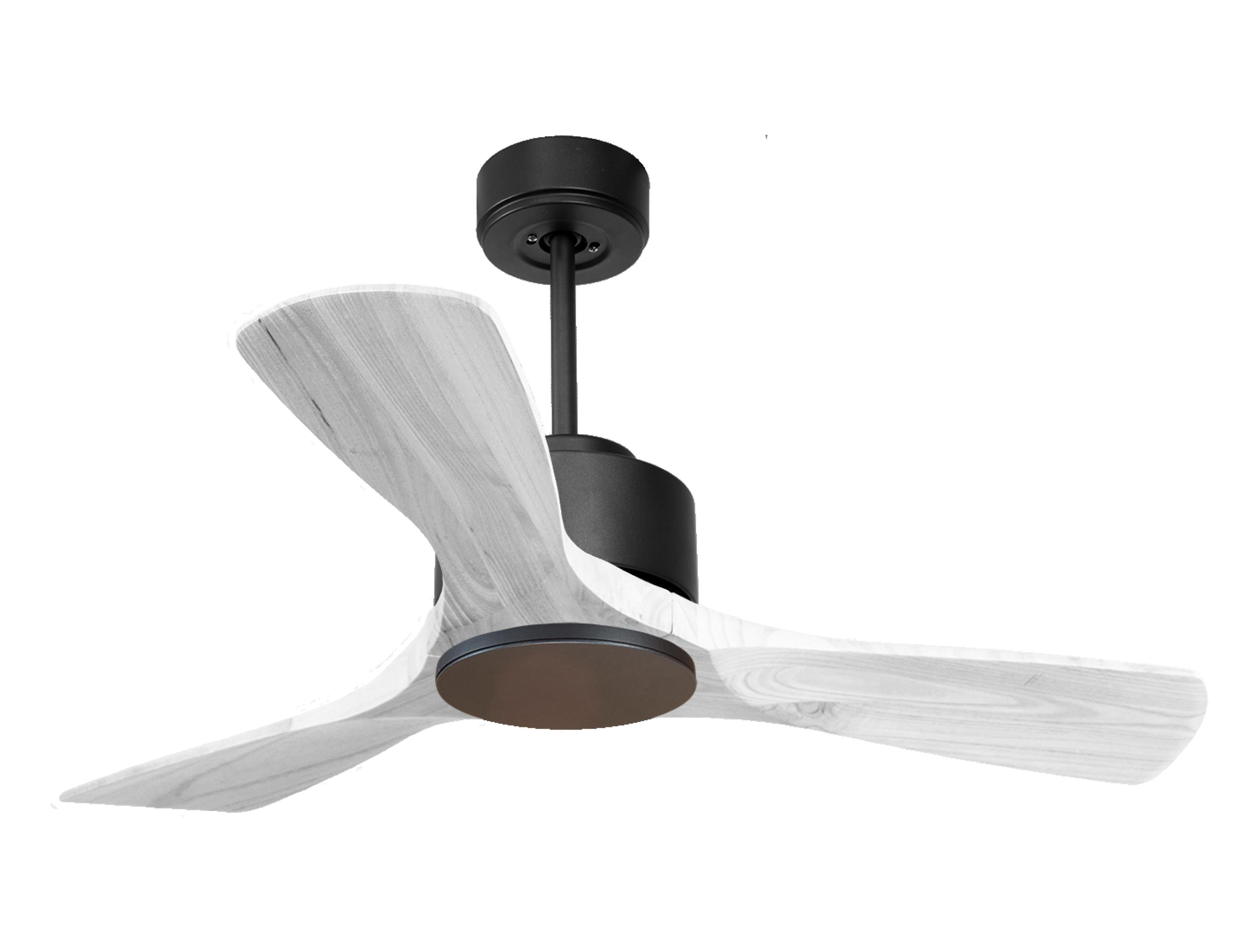 Ventilateur de plafond Réversible Thermostat Wifi Moteur à courant continu Toits en pente Télécommande Hypersilence Mémoire