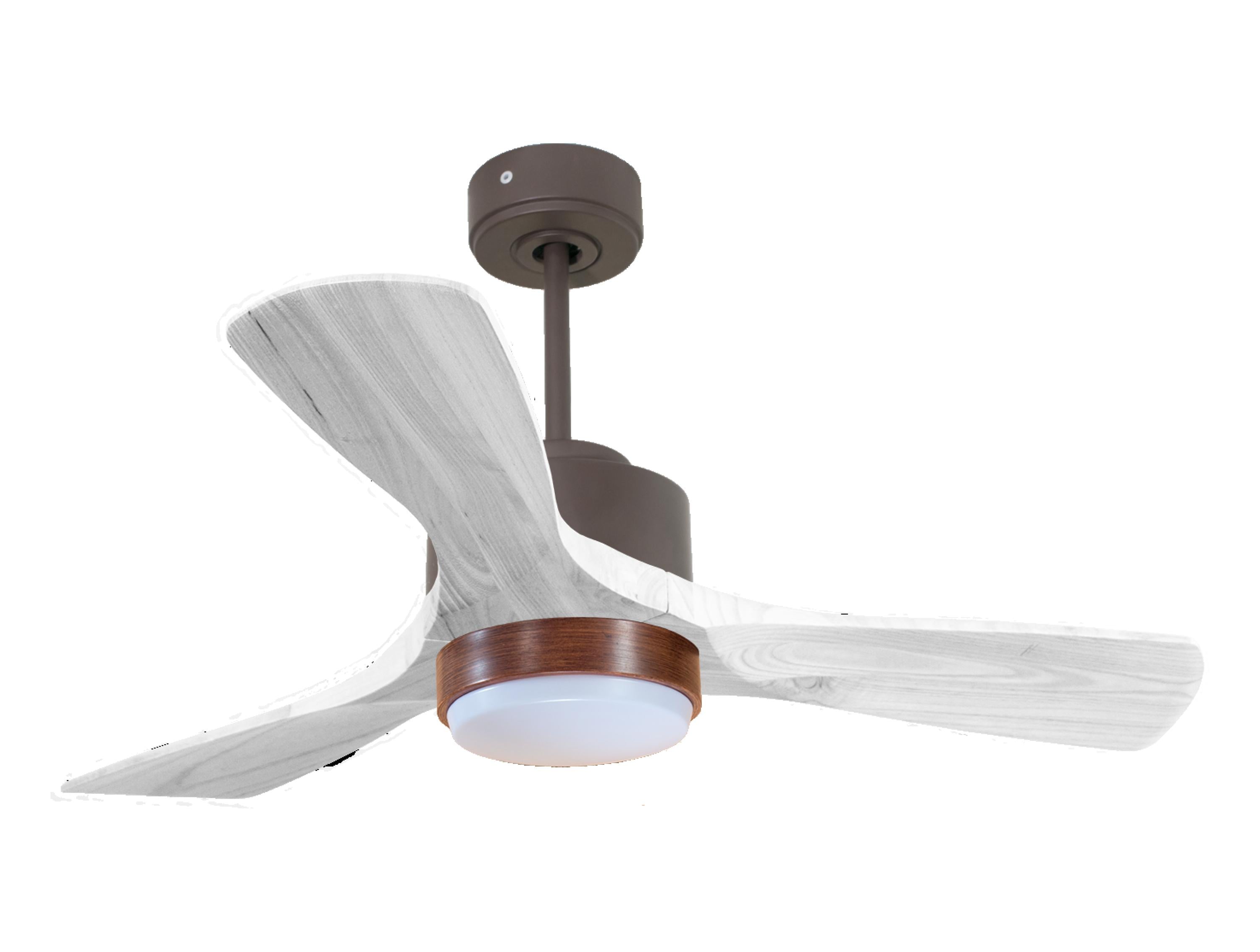 Ventilateur de plafond Réversible Thermostat Dimmable Wifi Moteur à courant continu Toits en pente Télécommande Lumière à trois tons Hypersilence Mémoire