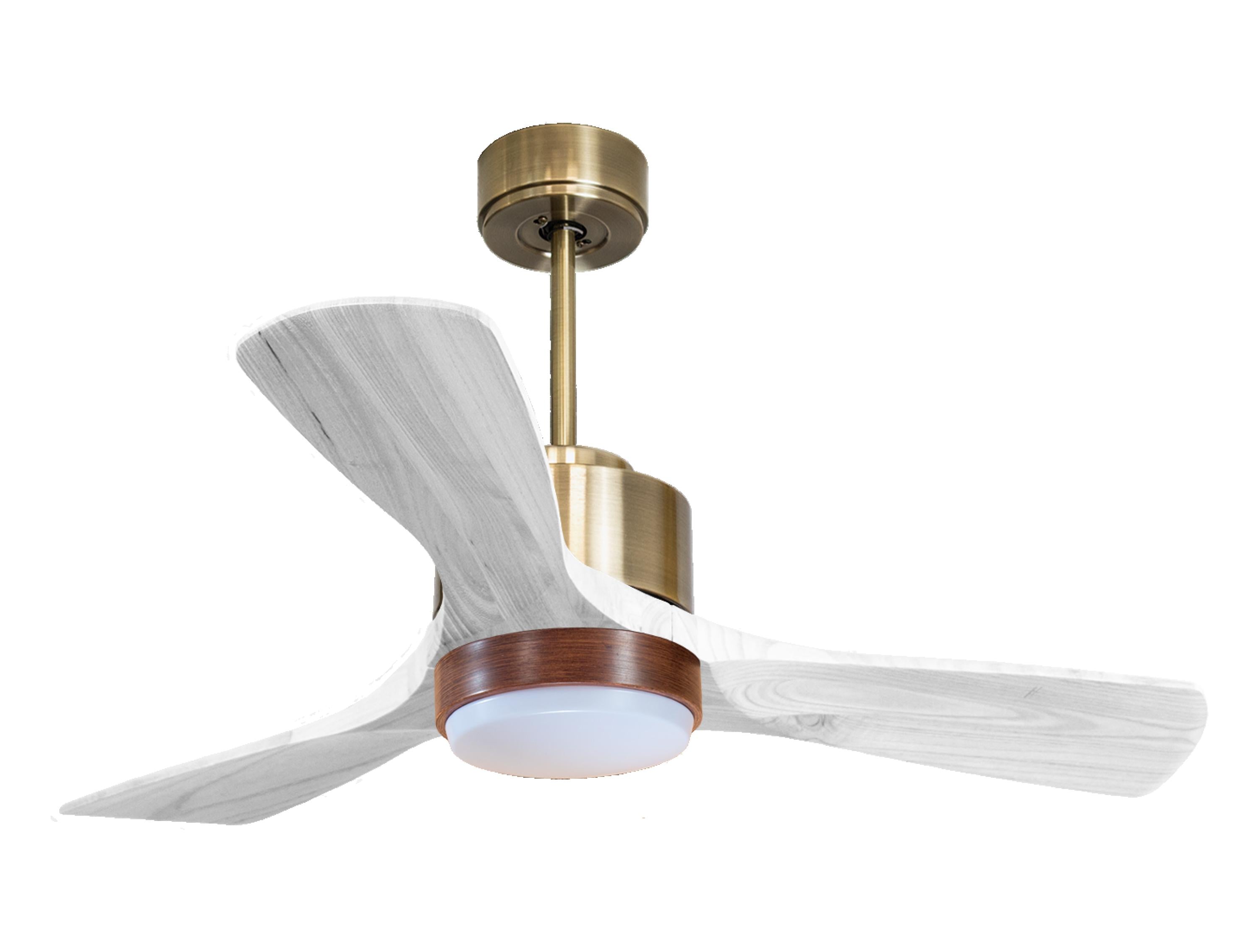 Ventilateur de plafond Réversible Thermostat Dimmable Wifi Moteur à courant continu Toits en pente Télécommande Lumière à trois tons Hypersilence Mémoire
