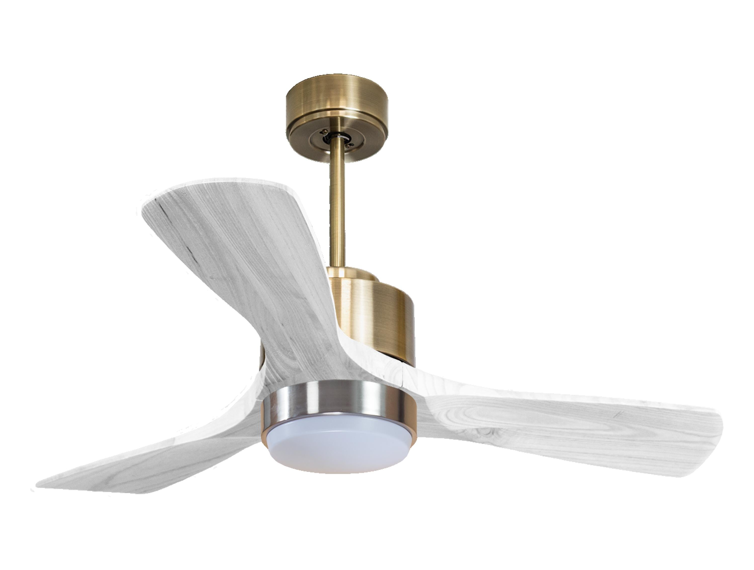 Ventilateur de plafond Réversible Thermostat Dimmable Wifi Moteur à courant continu Toits en pente Télécommande Lumière à trois tons Hypersilence Mémoire