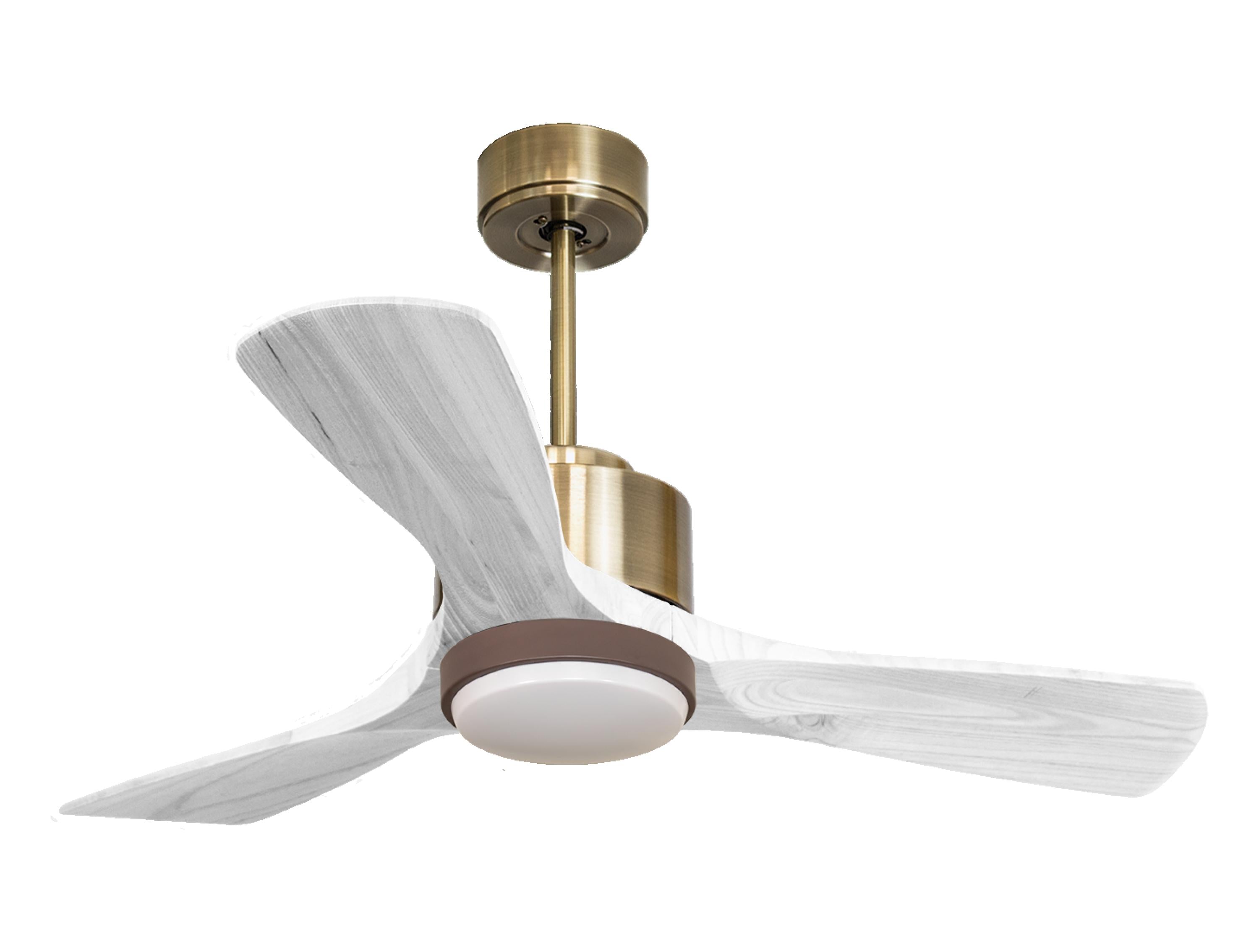 Ventilateur de plafond Réversible Thermostat Dimmable Wifi Moteur à courant continu Toits en pente Télécommande Lumière à trois tons Hypersilence Mémoire
