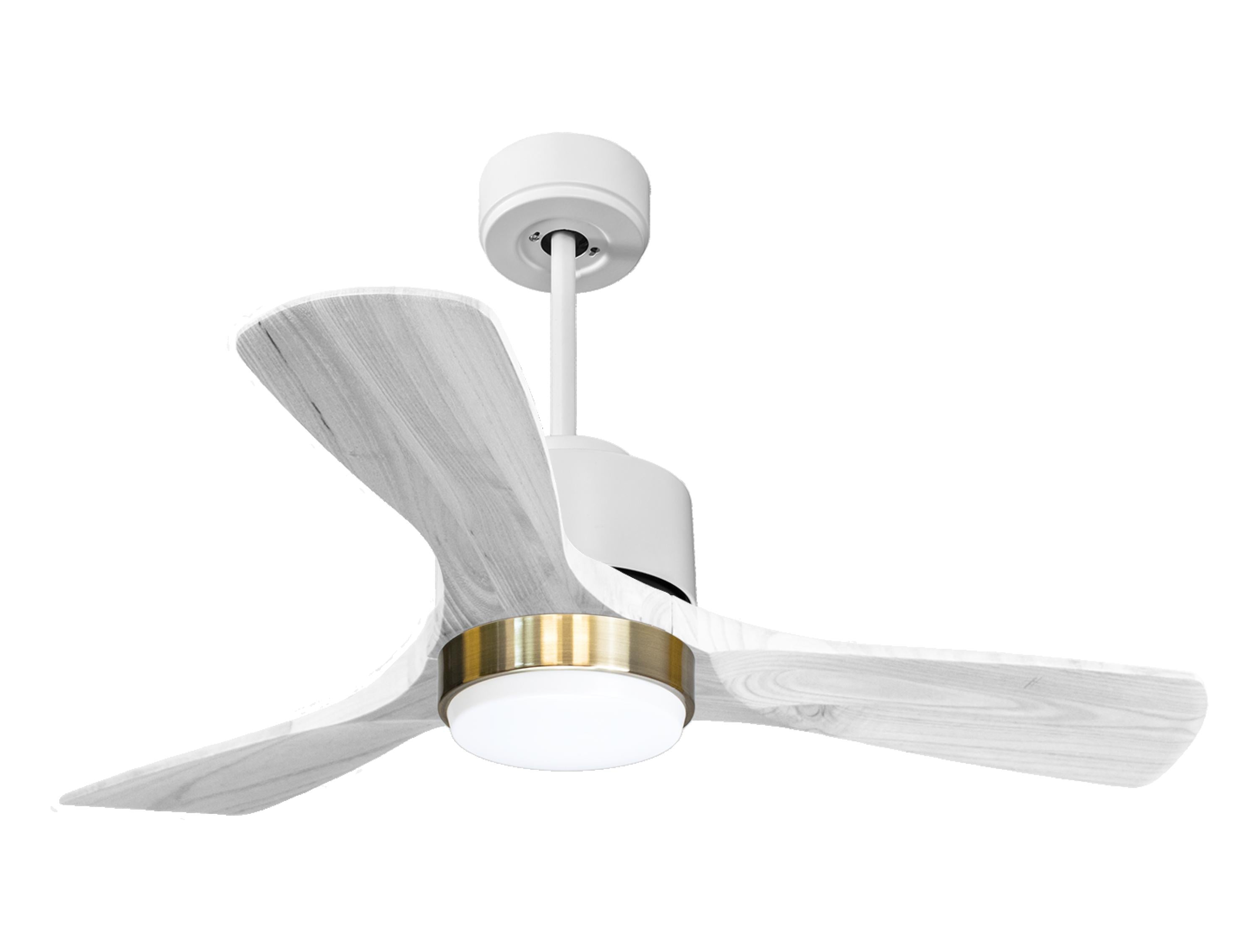 Ventilateur de plafond Réversible Thermostat Dimmable Wifi Moteur à courant continu Toits en pente Télécommande Lumière à trois tons Hypersilence Mémoire