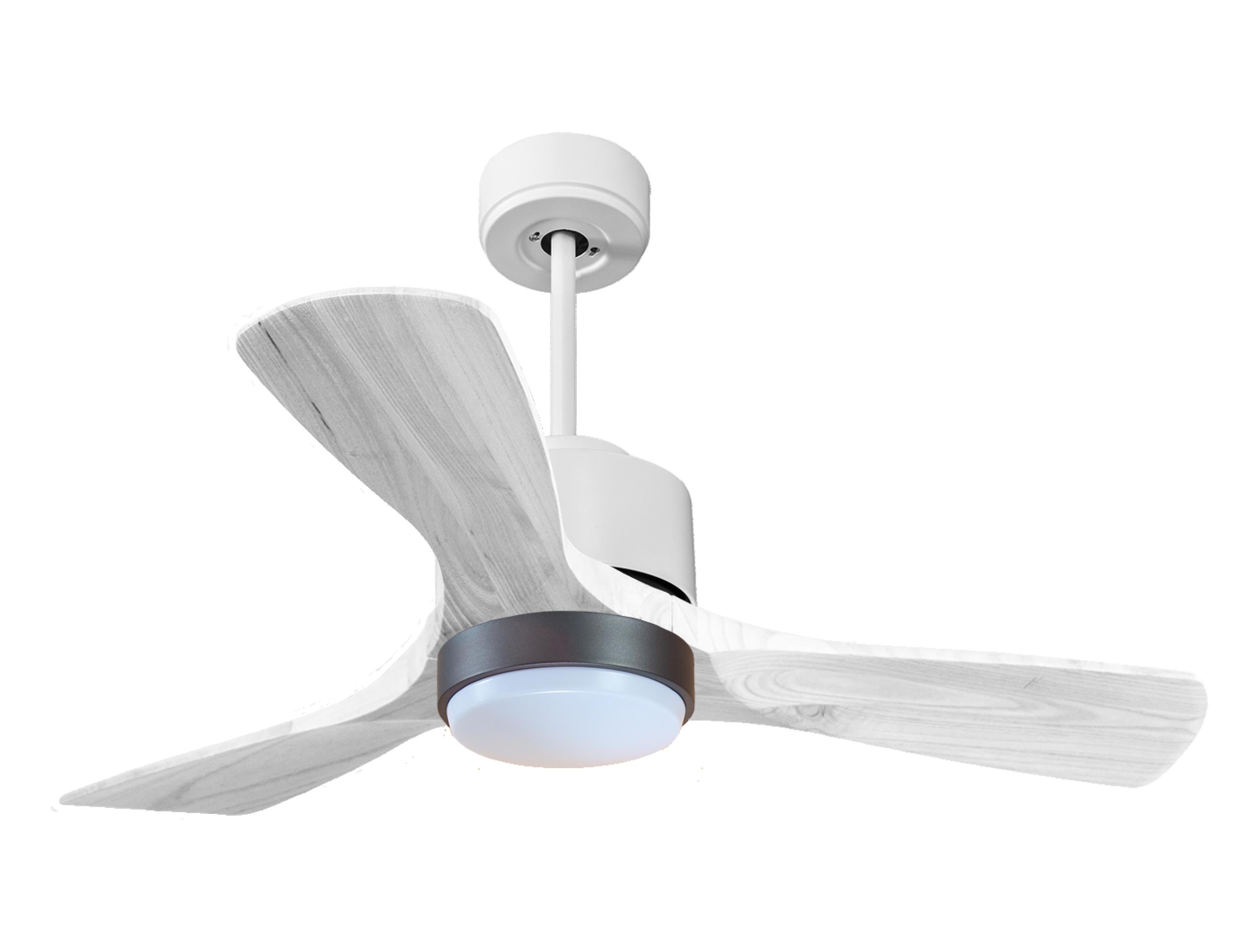Ventilateur de plafond Réversible Thermostat Dimmable Wifi Moteur à courant continu Toits en pente Télécommande Lumière à trois tons Hypersilence Mémoire