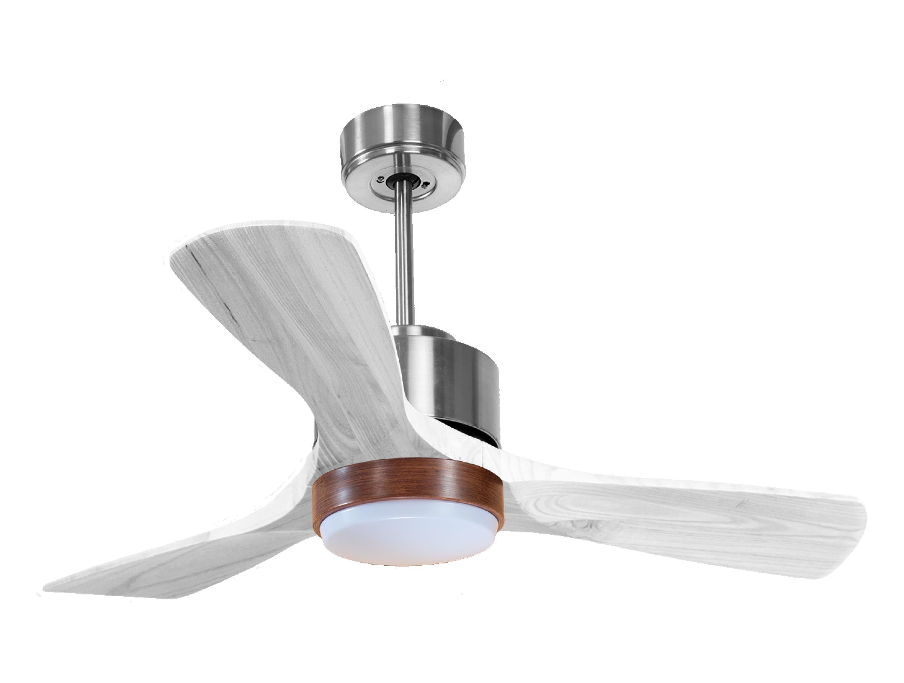 Ventilateur de plafond Réversible Thermostat Dimmable Wifi Moteur à courant continu Toits en pente Télécommande Lumière à trois tons Hypersilence Mémoire
