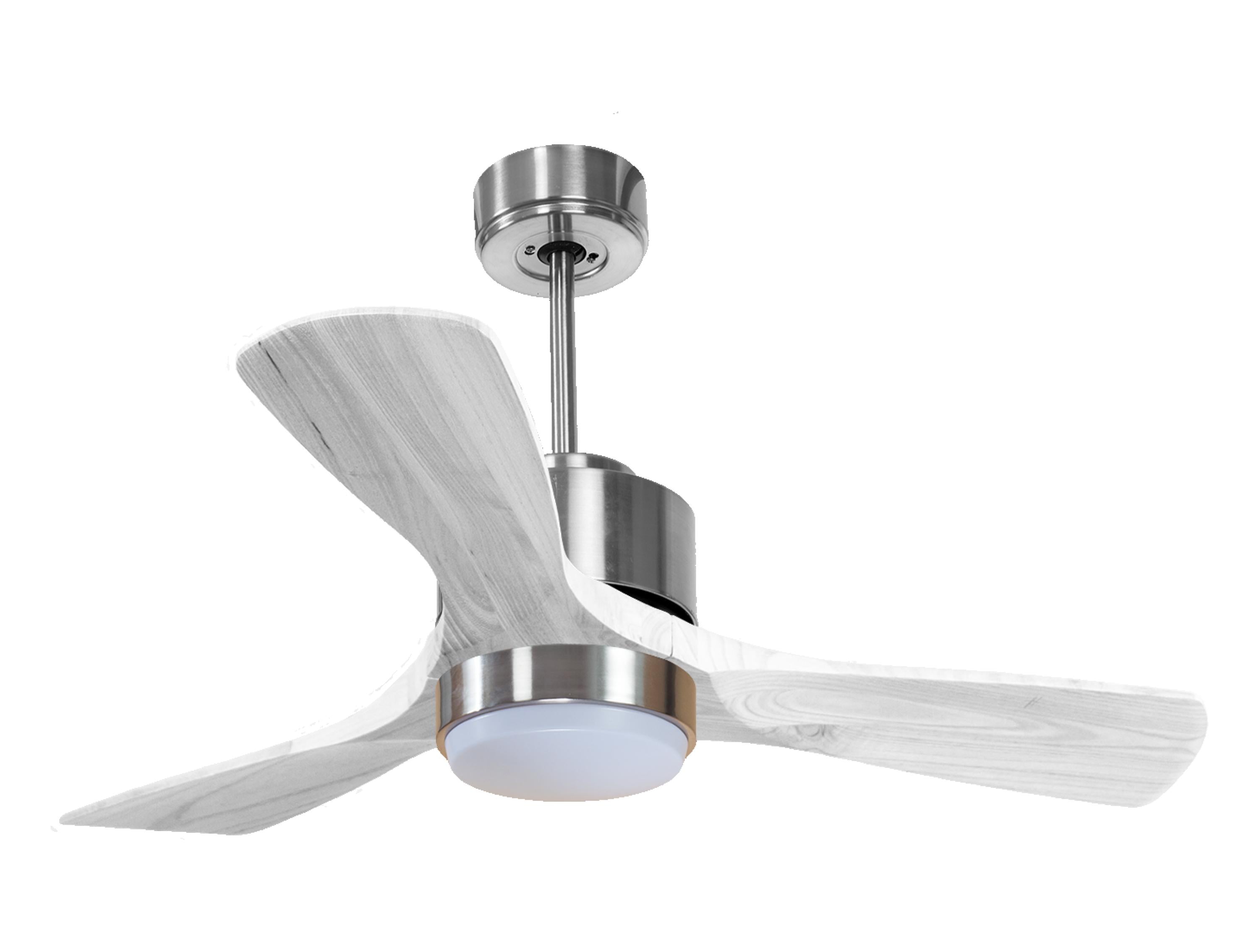 Ventilateur de plafond Réversible Thermostat Dimmable Wifi Moteur à courant continu Toits en pente Télécommande Lumière à trois tons Hypersilence Mémoire