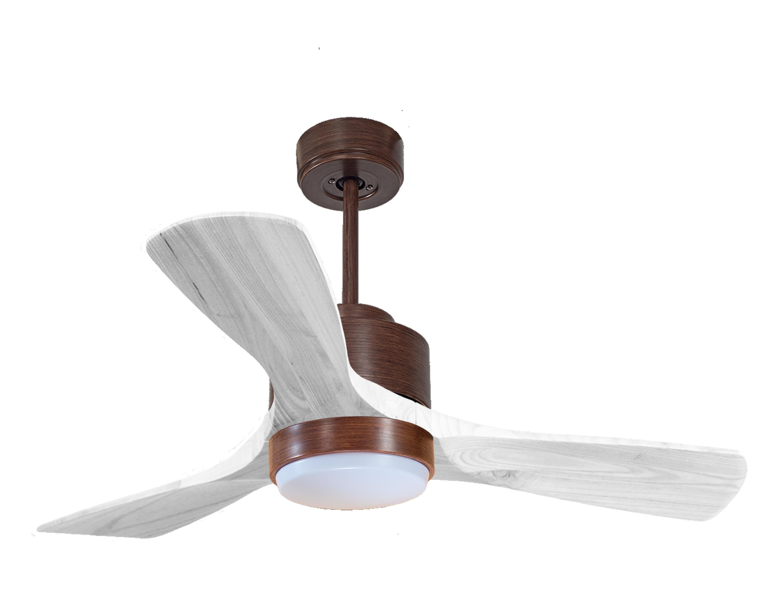 Ventilateur de plafond Réversible Thermostat Dimmable Wifi Moteur à courant continu Toits en pente Télécommande Lumière à trois tons Hypersilence Mémoire