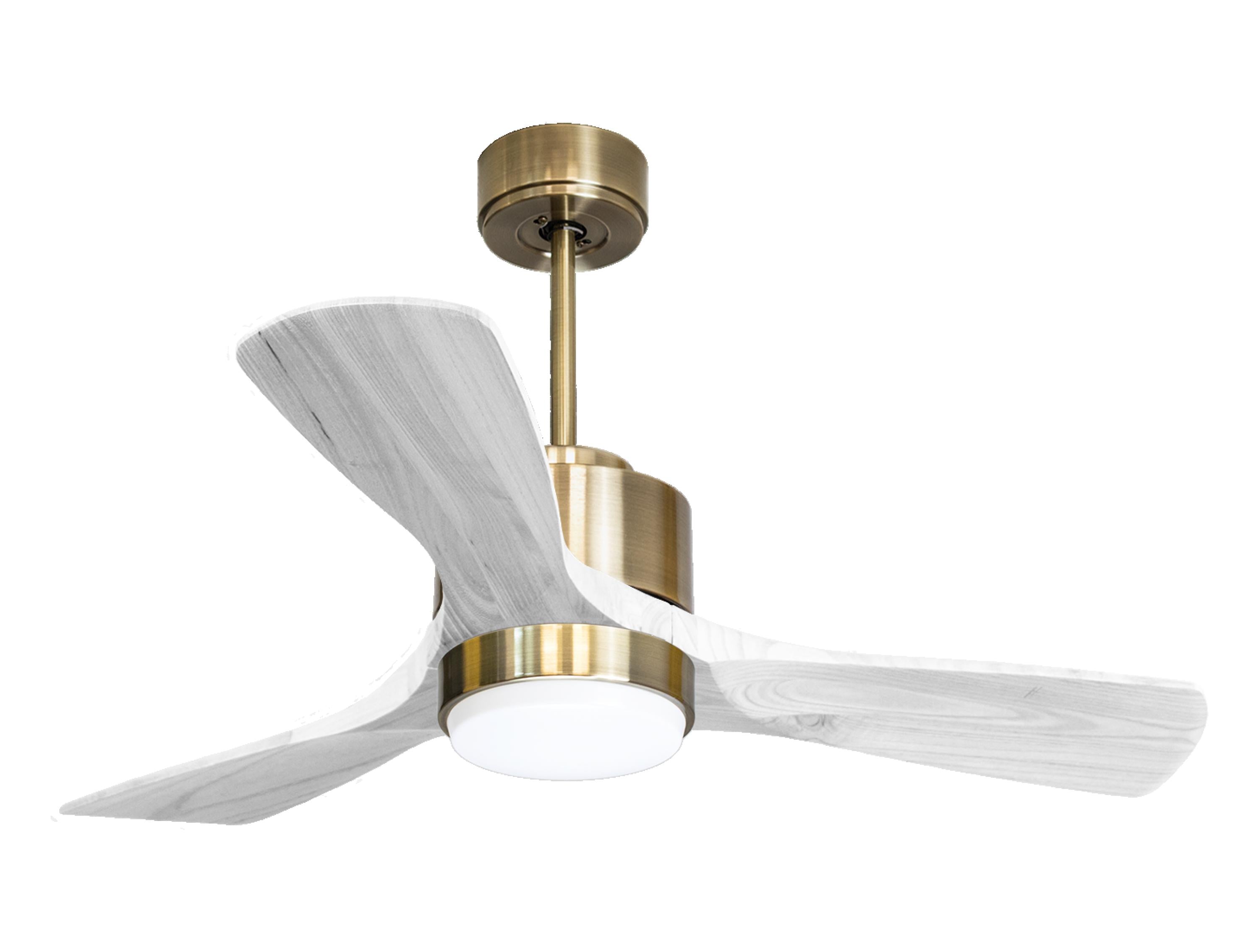 Ventilateur de plafond Réversible Thermostat Dimmable Wifi Moteur à courant continu Toits en pente Télécommande Lumière à trois tons Hypersilence Mémoire