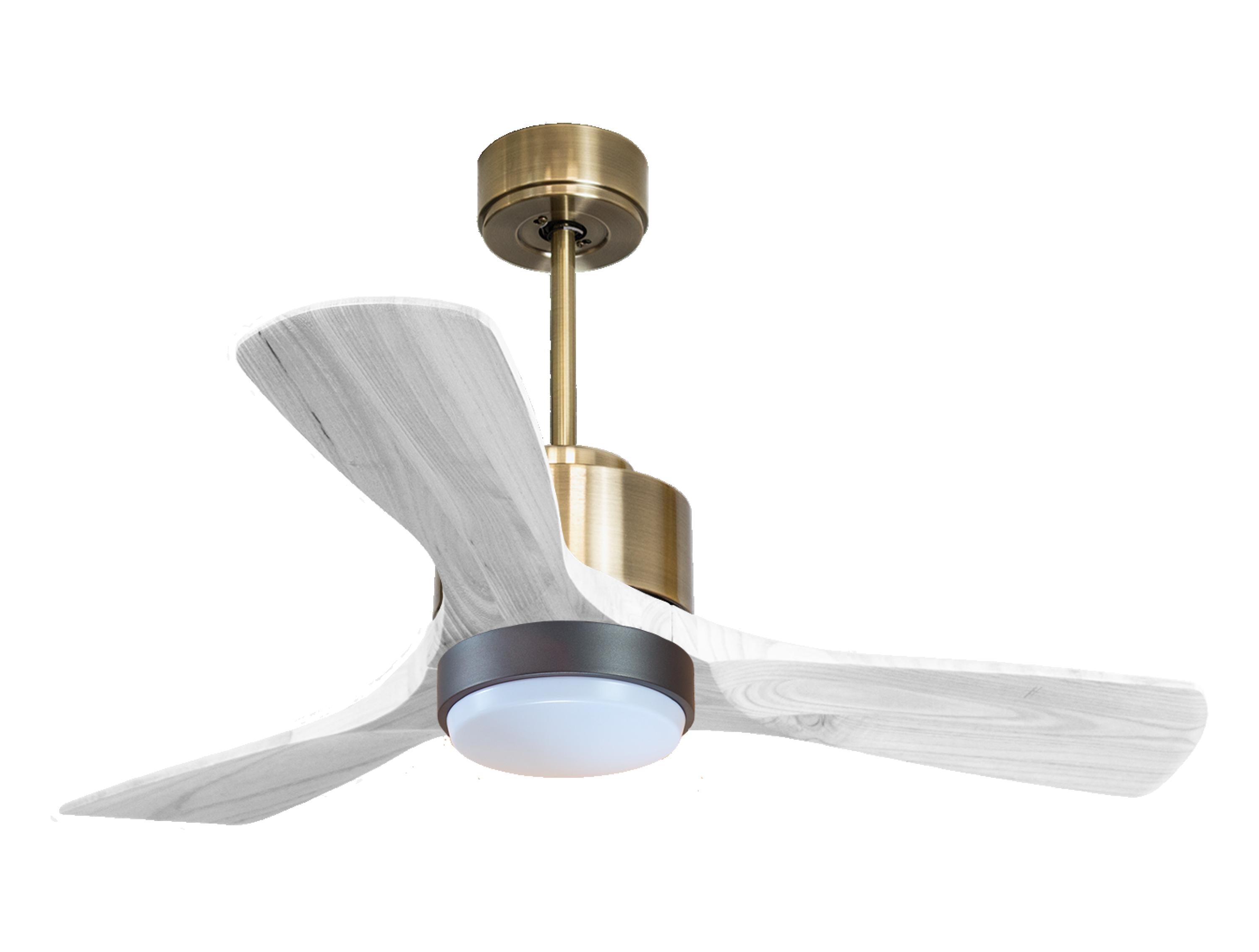 Ventilateur de plafond Réversible Thermostat Dimmable Wifi Moteur à courant continu Toits en pente Télécommande Lumière à trois tons Hypersilence Mémoire