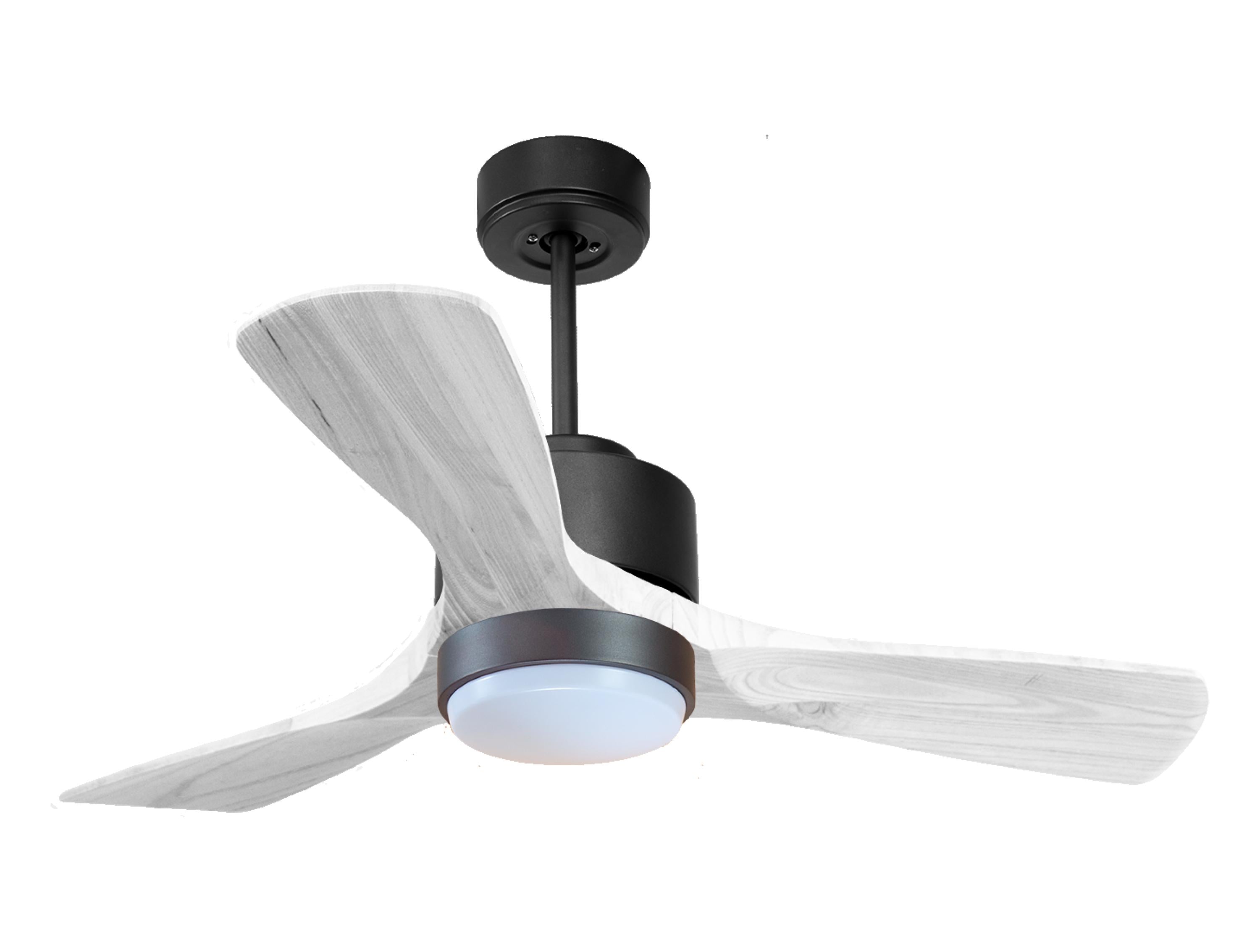 Ventilateur de plafond Réversible Thermostat Dimmable Wifi Moteur à courant continu Toits en pente Télécommande Lumière à trois tons Hypersilence Mémoire