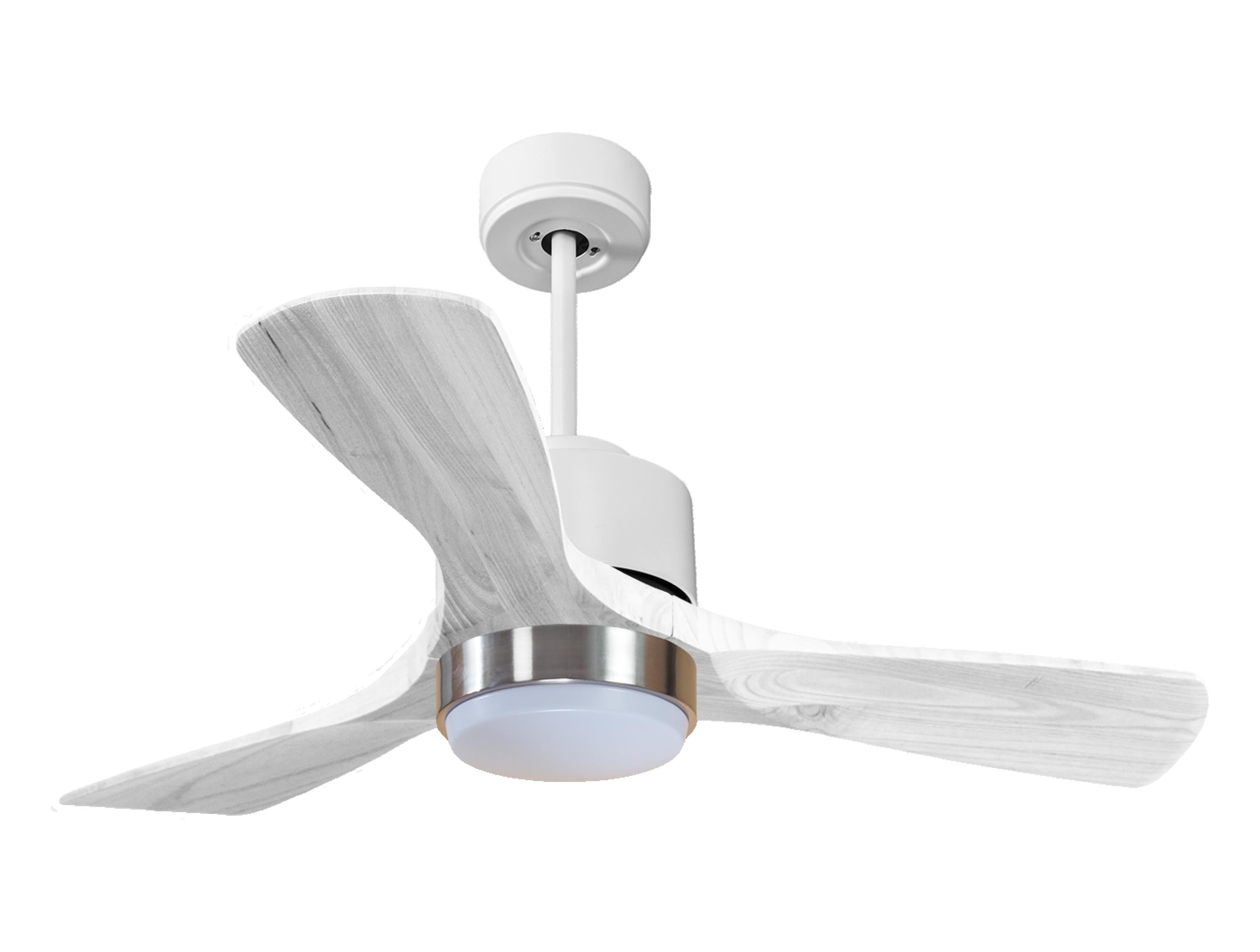 Ventilateur de plafond Réversible Thermostat Dimmable Wifi Moteur à courant continu Toits en pente Télécommande Lumière à trois tons Hypersilence Mémoire