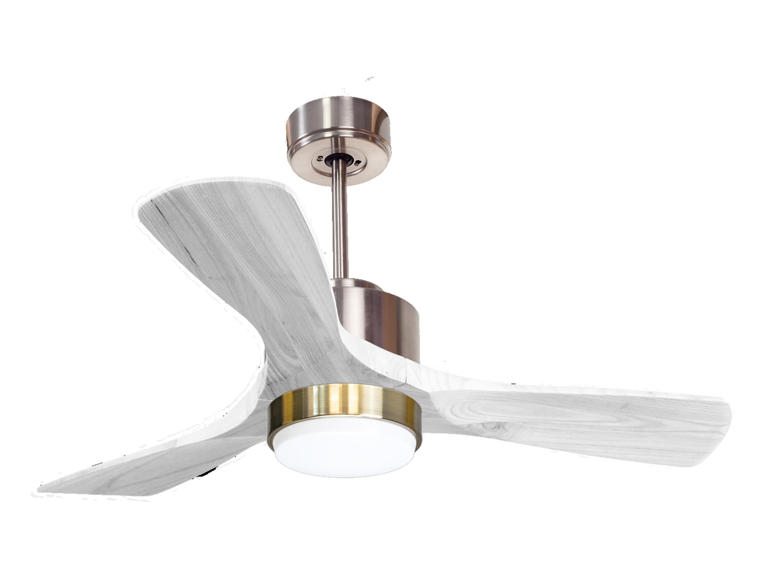 Ventilateur de plafond Réversible Thermostat Dimmable Wifi Moteur à courant continu Toits en pente Télécommande Lumière à trois tons Hypersilence Mémoire