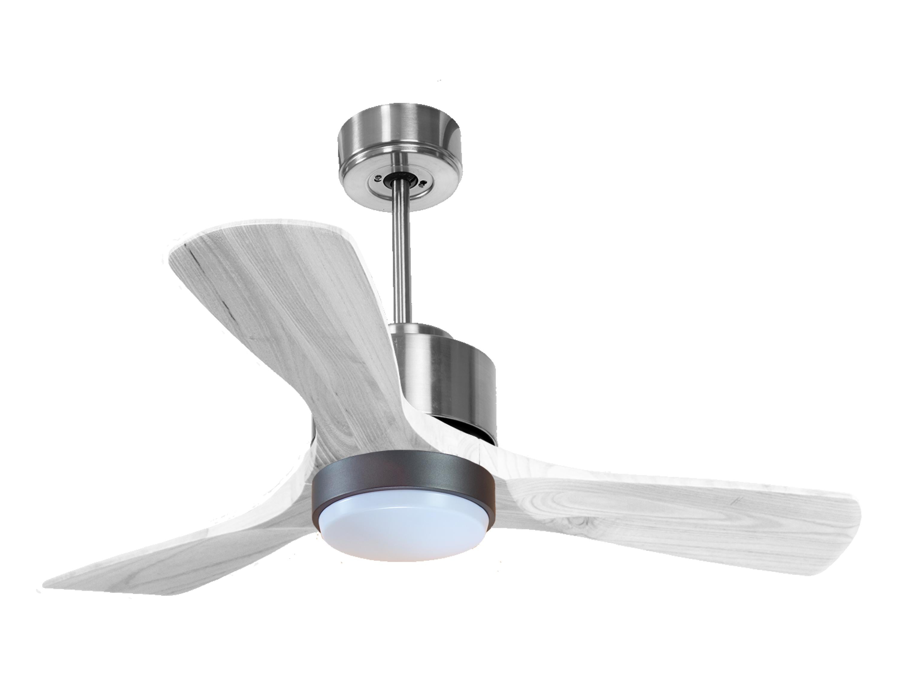 Ventilateur de plafond Réversible Thermostat Dimmable Wifi Moteur à courant continu Toits en pente Télécommande Lumière à trois tons Hypersilence Mémoire