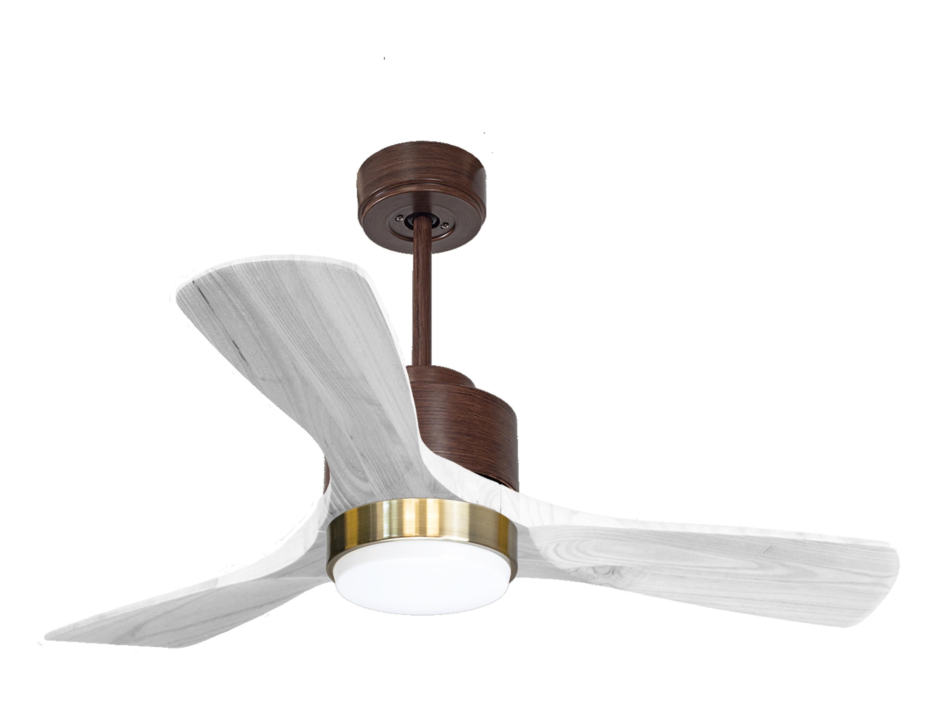 Ventilateur de plafond Réversible Thermostat Dimmable Wifi Moteur à courant continu Toits en pente Télécommande Lumière à trois tons Hypersilence Mémoire