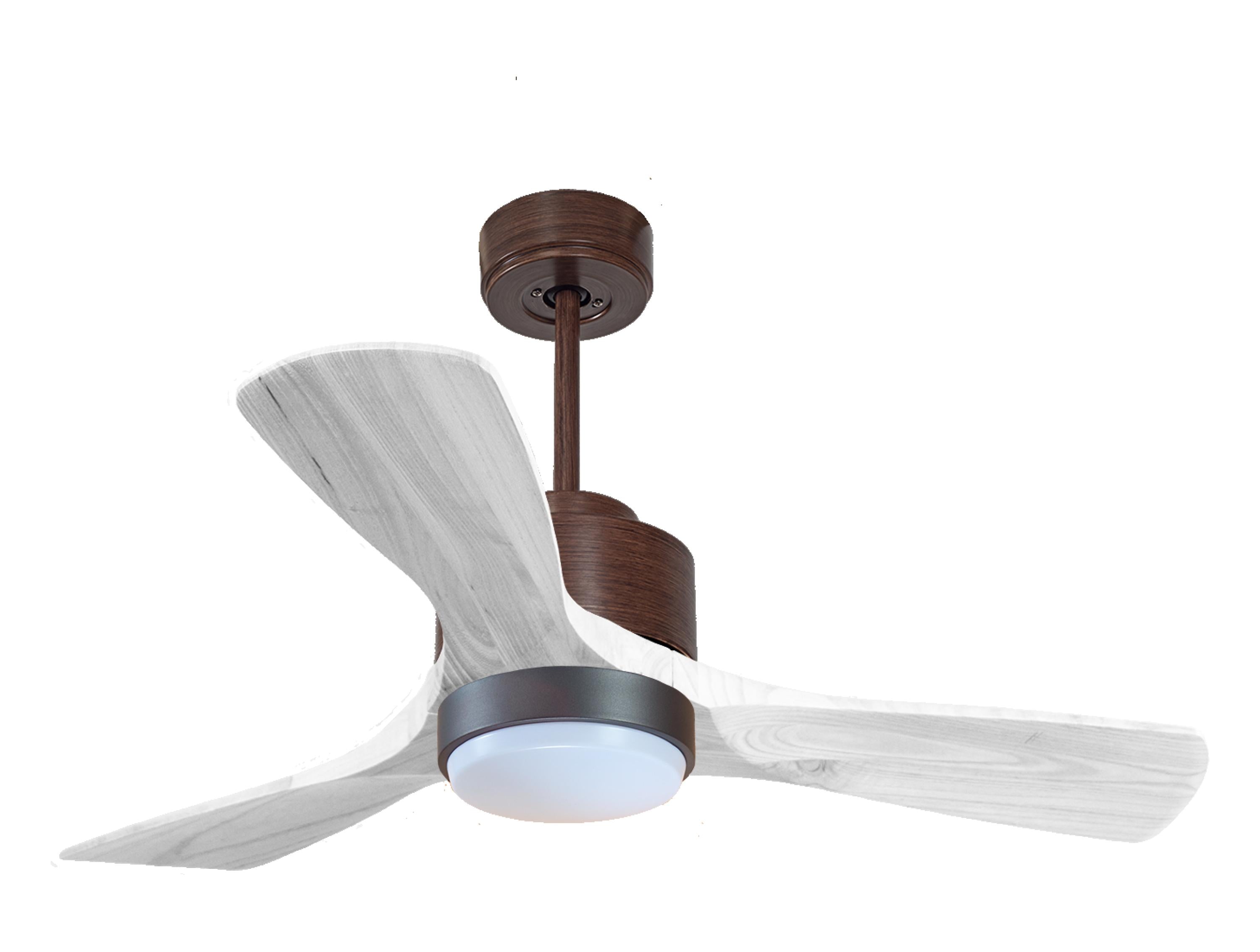 Ventilateur de plafond Réversible Thermostat Dimmable Wifi Moteur à courant continu Toits en pente Télécommande Lumière à trois tons Hypersilence Mémoire