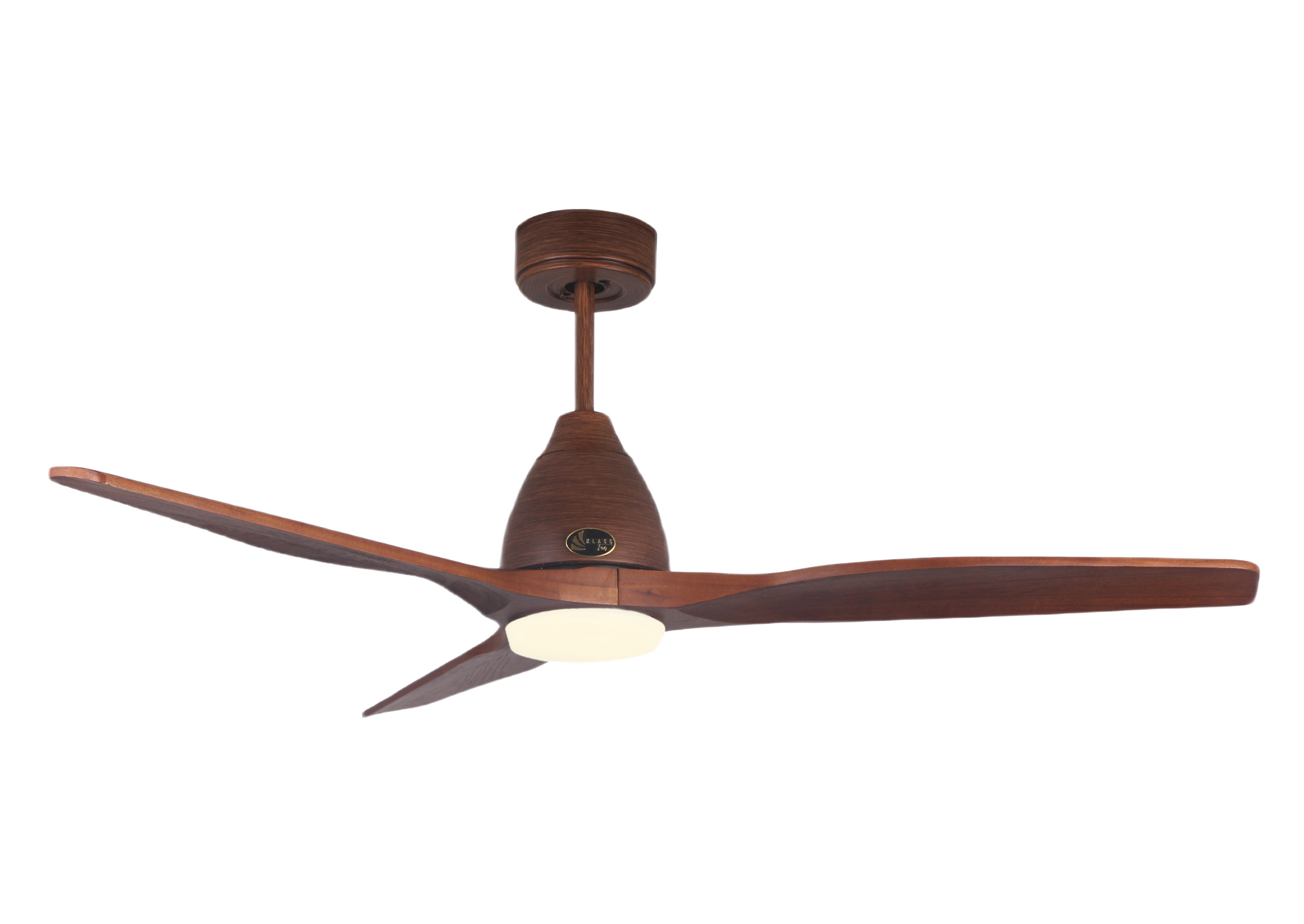 Ventilateur de plafond DC brun avec pales en bois 132cm et lumière pour 35m2