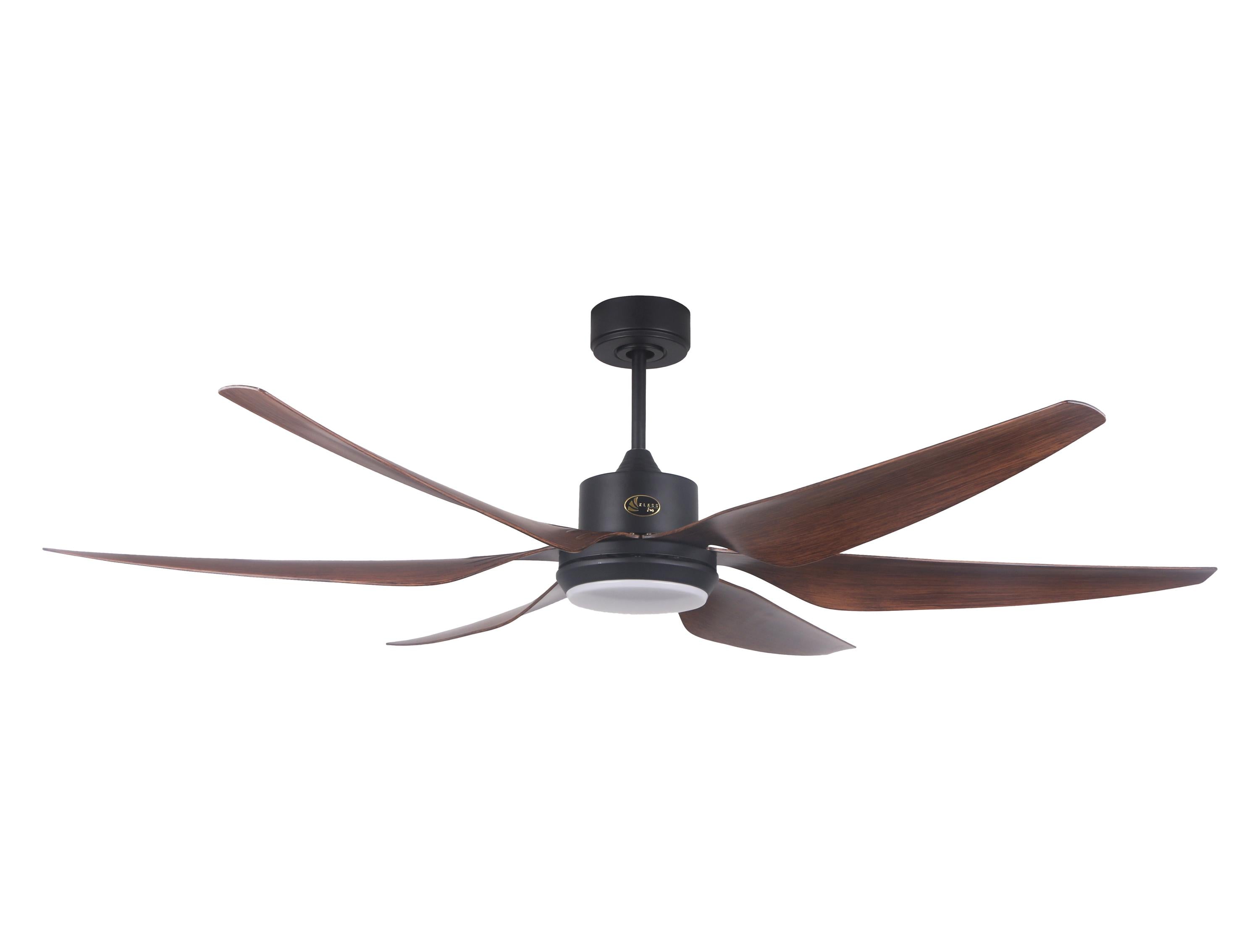 Ventilateur de plafond DC noir avec pales de 166cm et lumière pour 60m2
