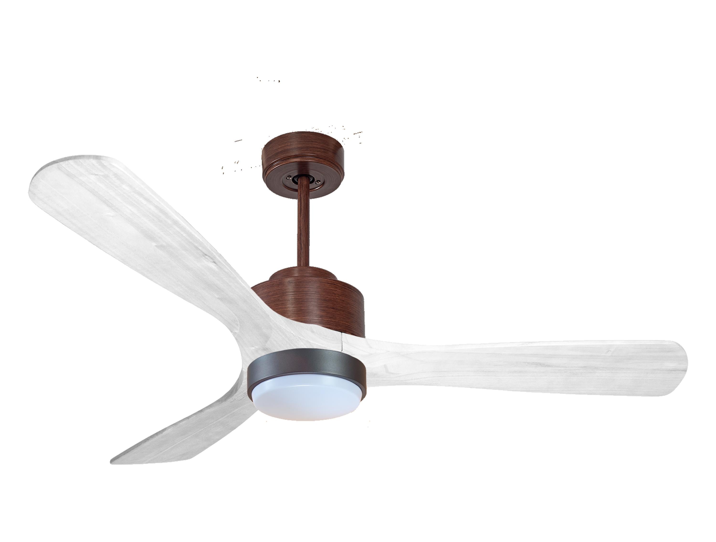 Ventilateur de plafond Réversible Thermostat Dimmable Wifi Moteur à courant continu Toits en pente Télécommande Lumière à trois tons Hypersilence Mémoire