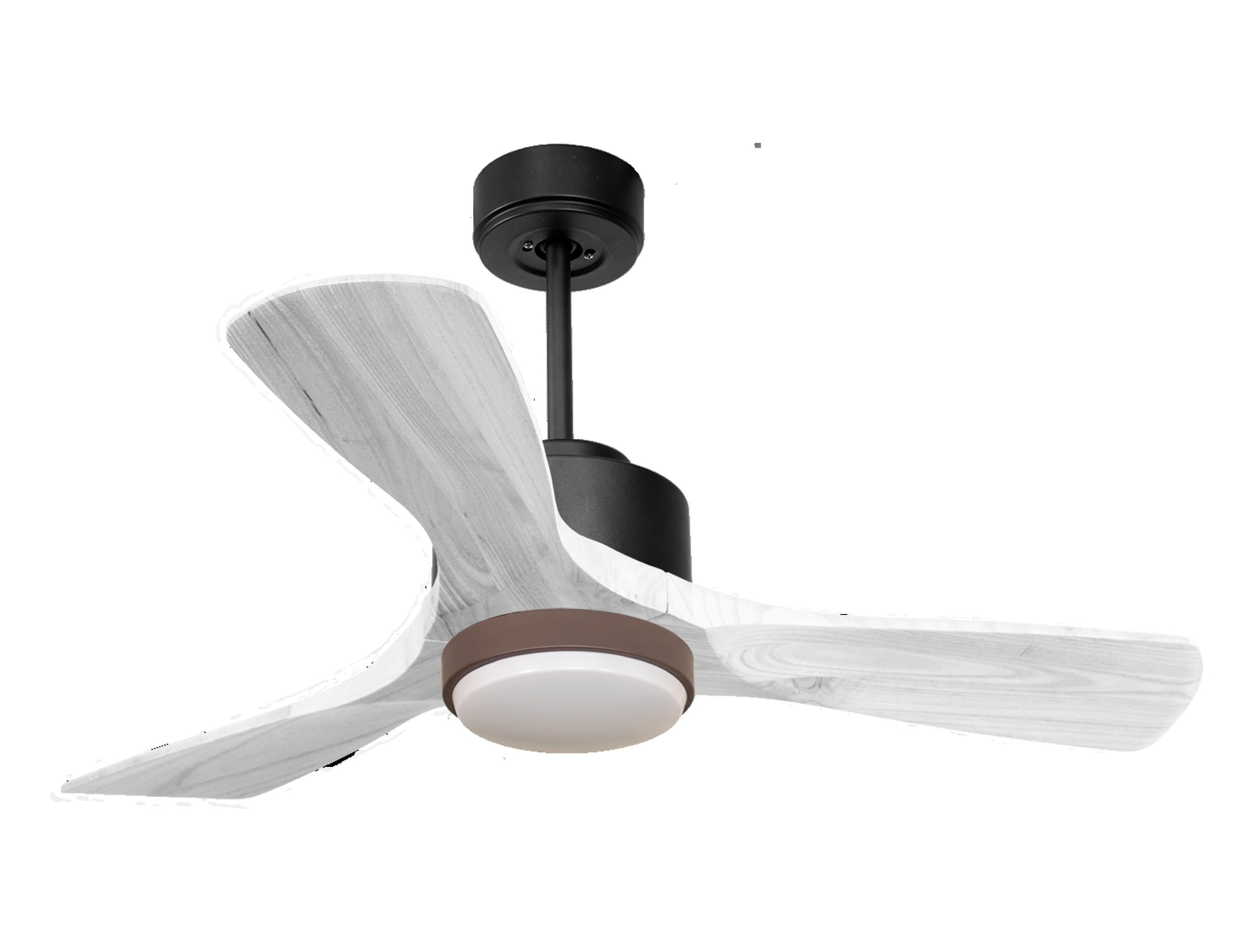 Ventilateur de plafond Réversible Thermostat Dimmable Wifi Moteur à courant continu Toits en pente Télécommande Lumière à trois tons Hypersilence Mémoire