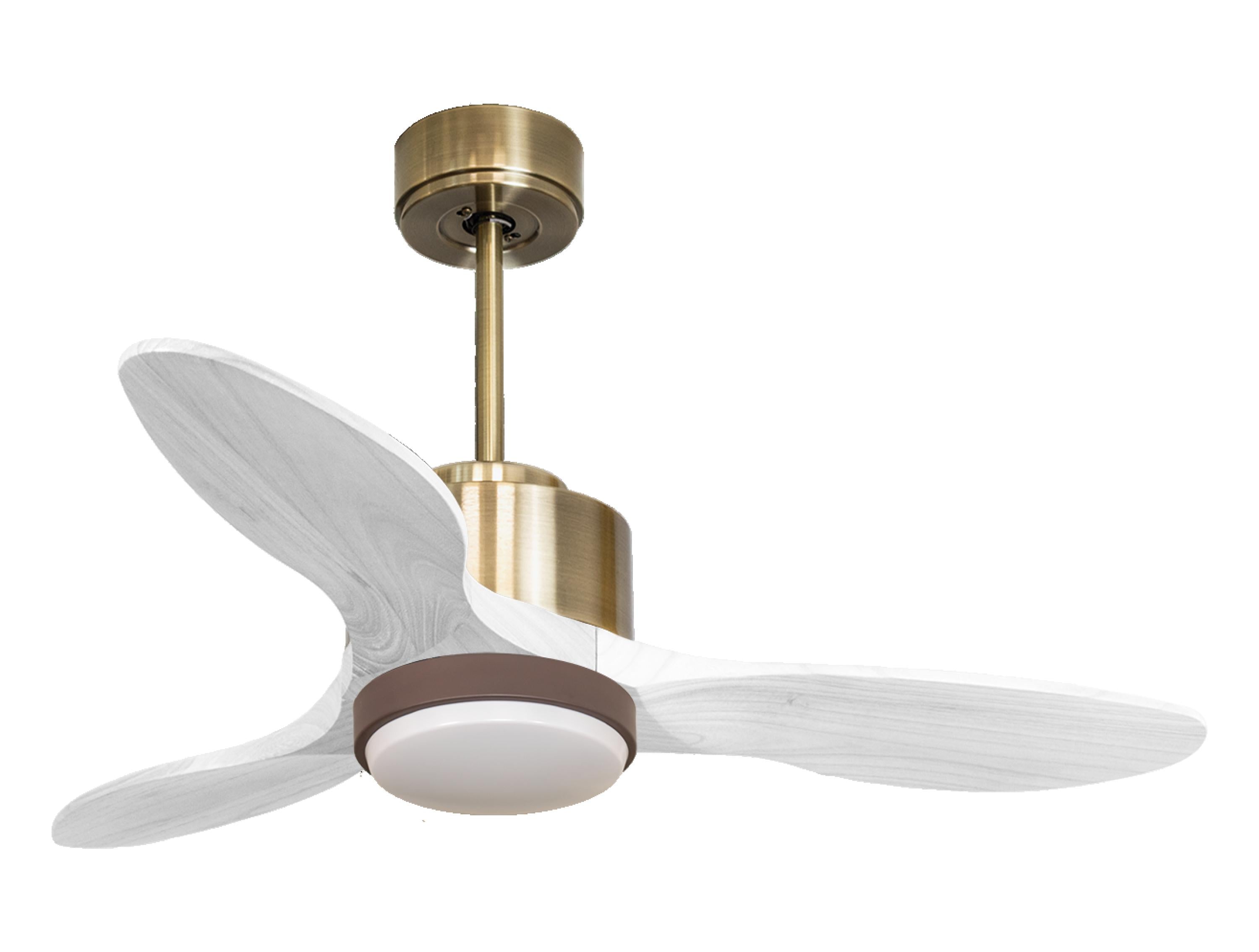 Ventilateur de plafond Réversible Thermostat Dimmable Wifi Moteur à courant continu Toits en pente Télécommande Lumière à trois tons Hypersilence Mémoire