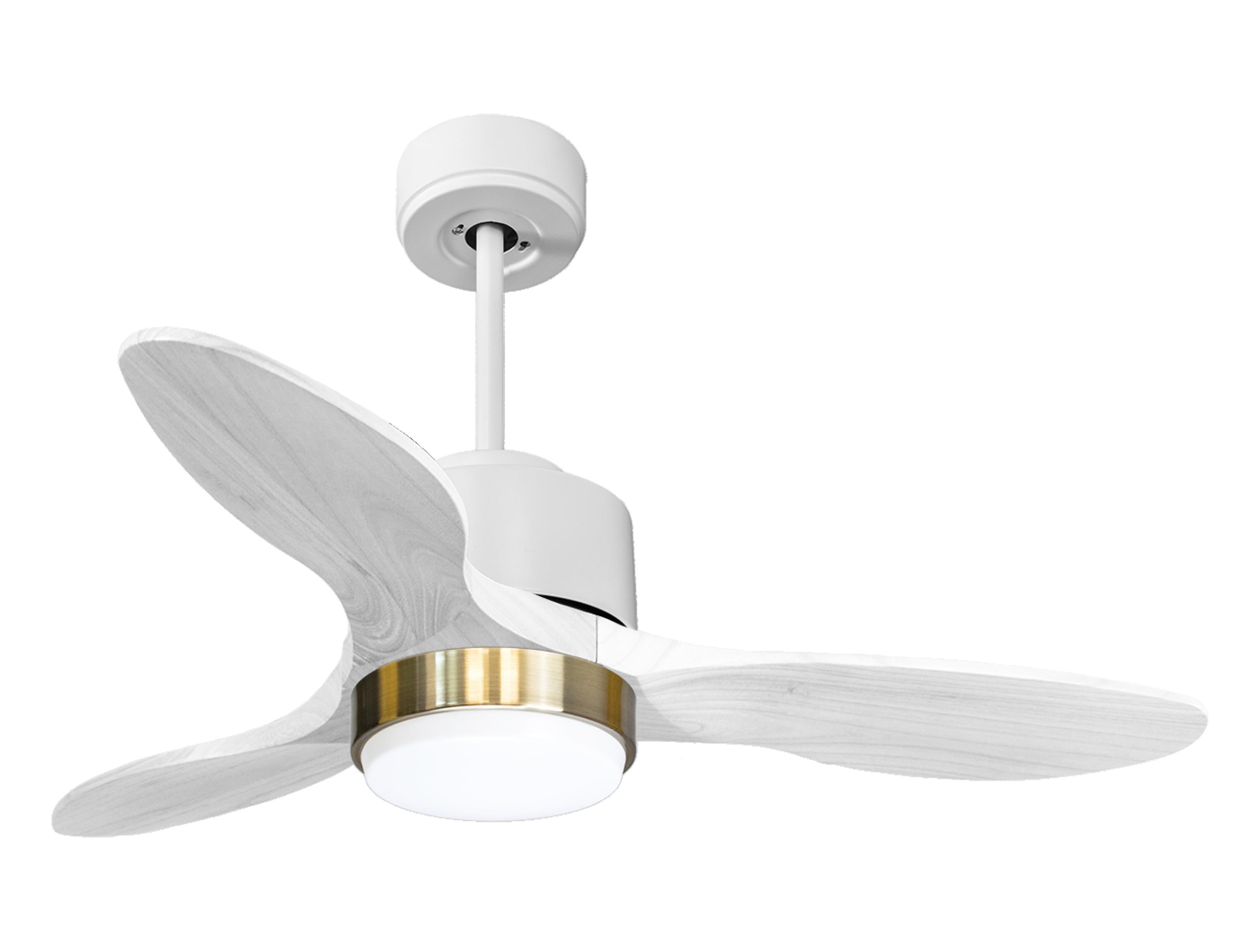 Ventilateur de plafond Réversible Thermostat Dimmable Wifi Moteur à courant continu Toits en pente Télécommande Lumière à trois tons Hypersilence Mémoire