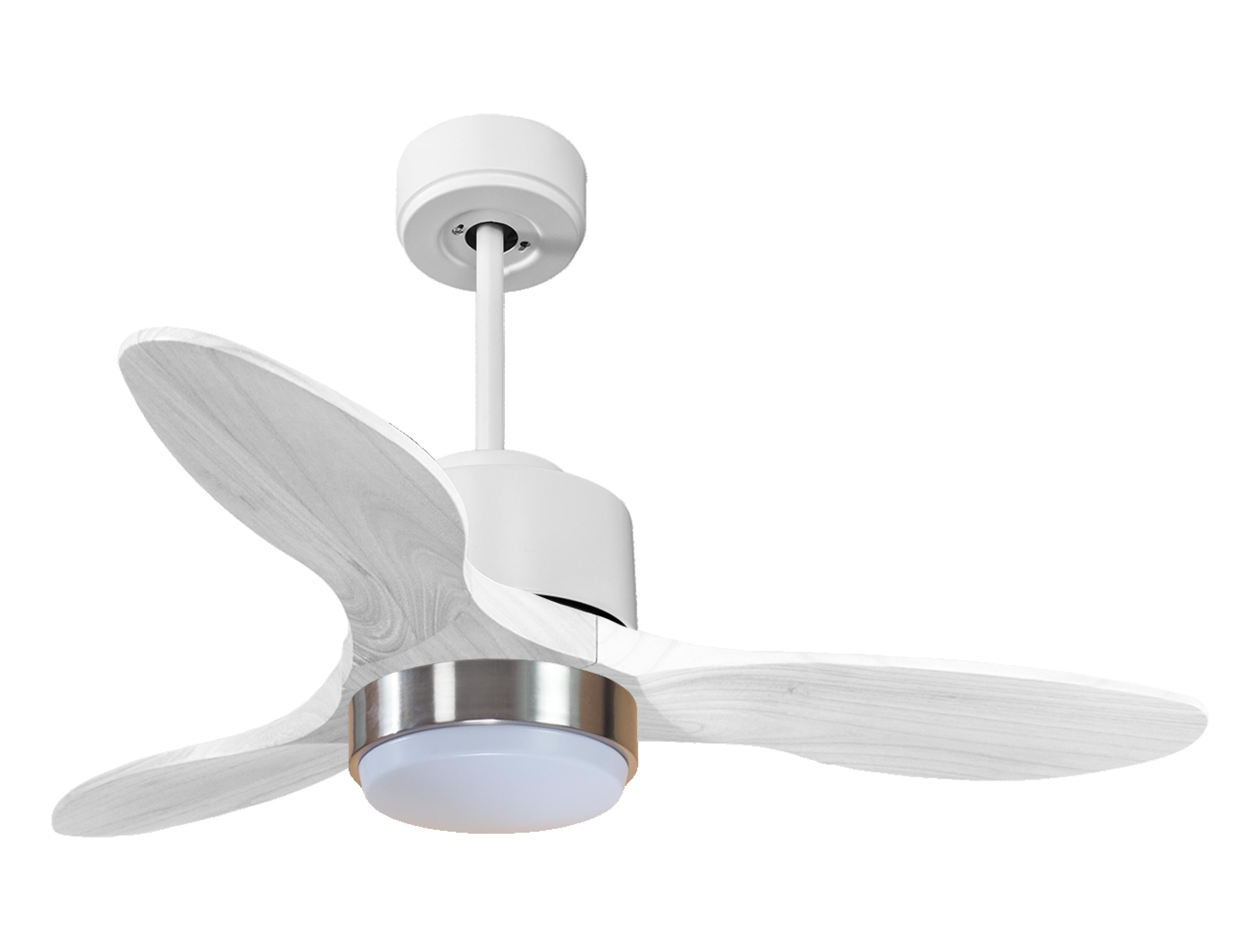 Ventilateur de plafond Réversible Thermostat Dimmable Wifi Moteur à courant continu Toits en pente Télécommande Lumière à trois tons Hypersilence Mémoire