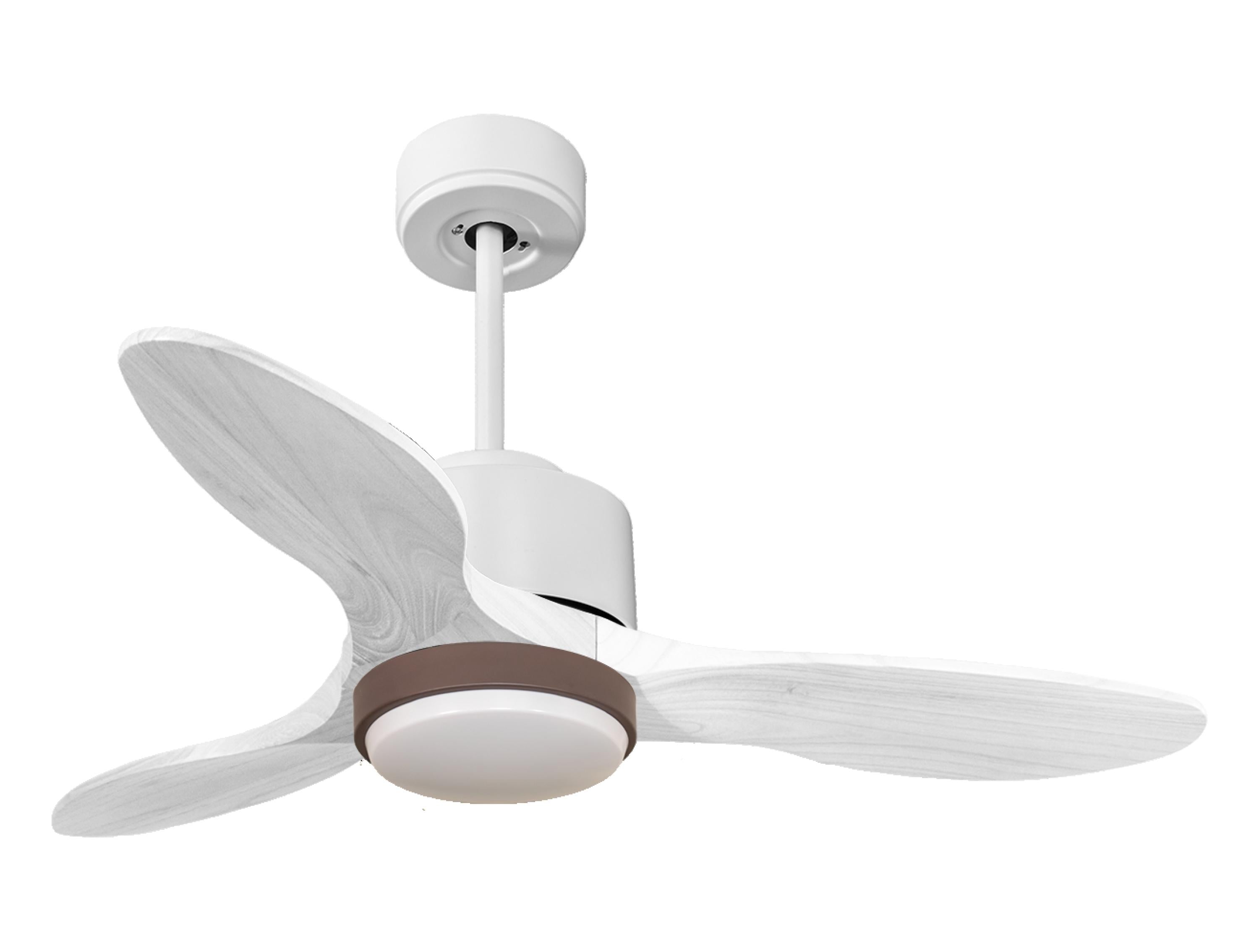 Ventilateur de plafond Réversible Thermostat Dimmable Wifi Moteur à courant continu Toits en pente Télécommande Lumière à trois tons Hypersilence Mémoire