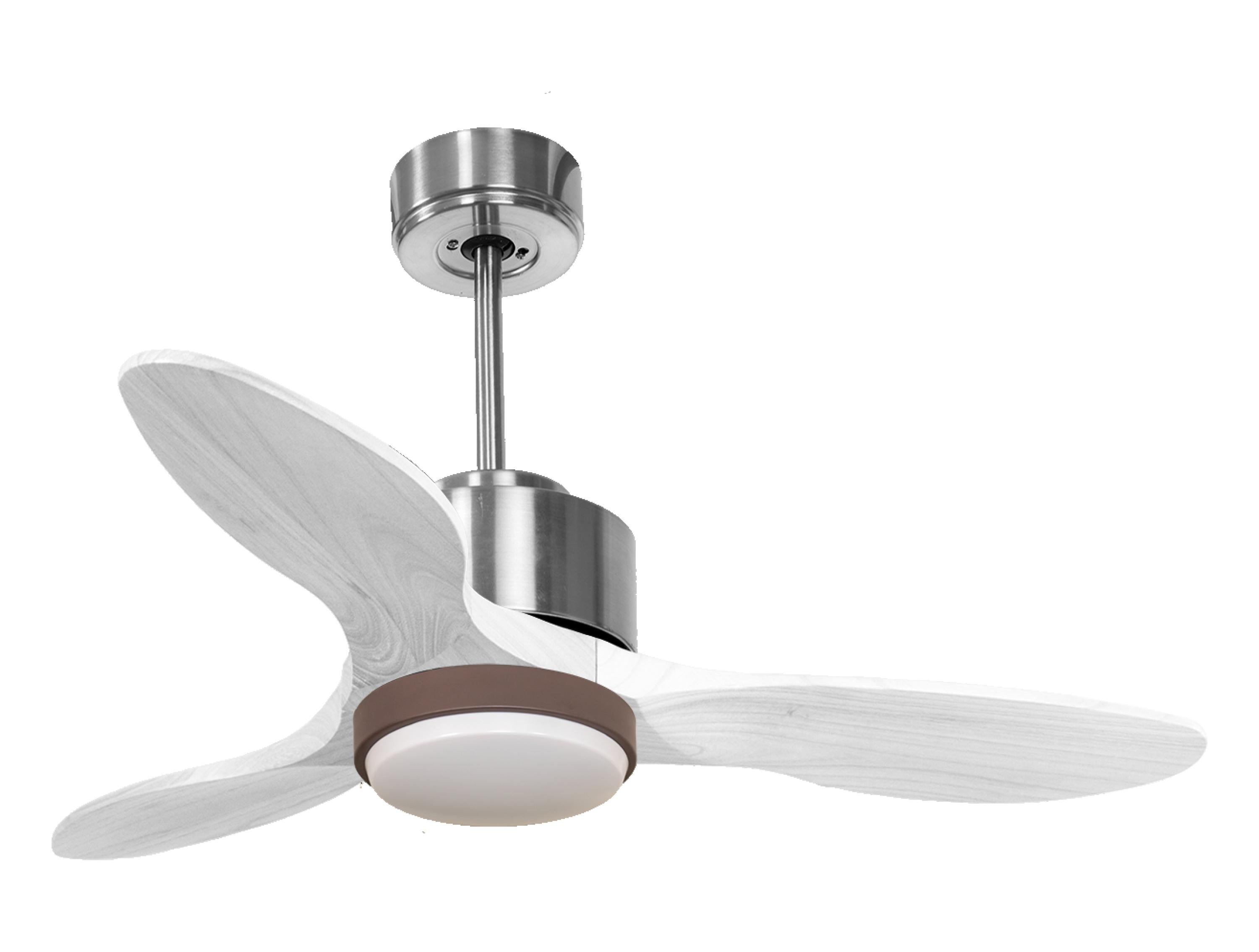 Ventilateur de plafond Réversible Thermostat Dimmable Wifi Moteur à courant continu Toits en pente Télécommande Lumière à trois tons Hypersilence Mémoire