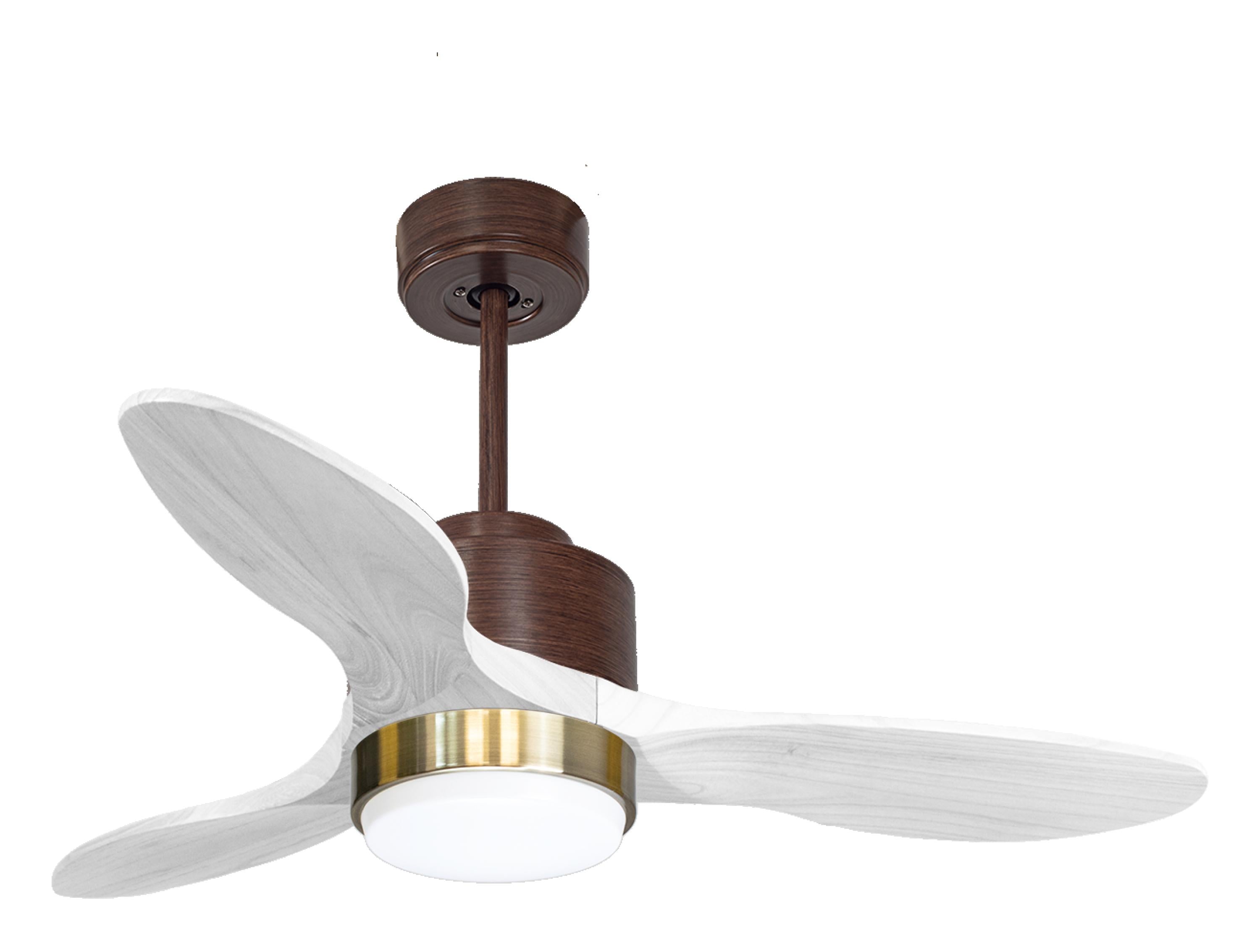 Ventilateur de plafond Réversible Thermostat Dimmable Wifi Moteur à courant continu Toits en pente Télécommande Lumière à trois tons Hypersilence Mémoire