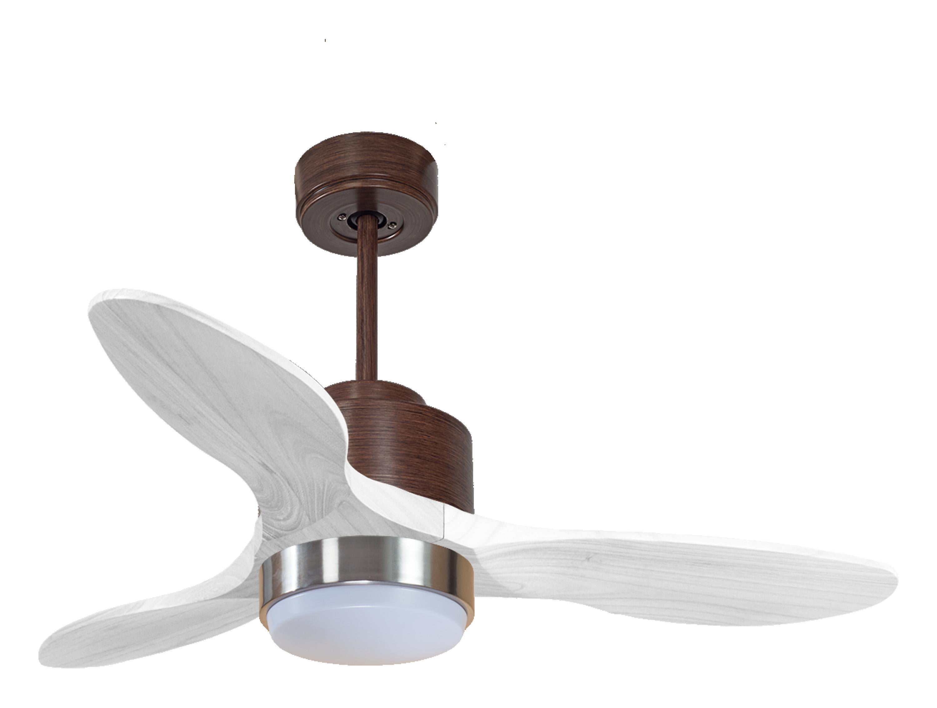 Ventilateur de plafond Réversible Thermostat Dimmable Wifi Moteur à courant continu Toits en pente Télécommande Lumière à trois tons Hypersilence Mémoire