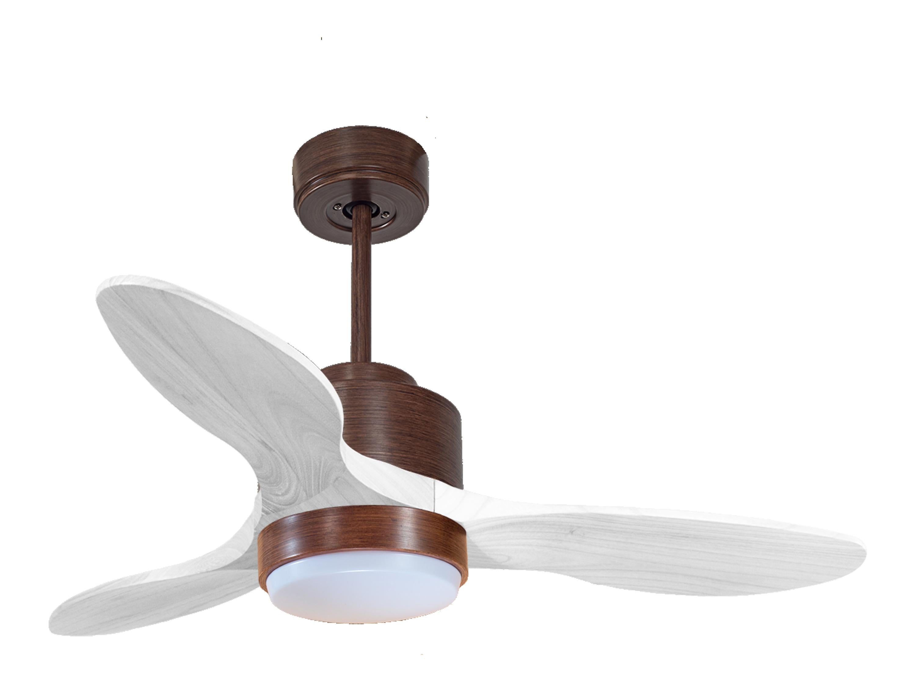 Ventilateur de plafond Réversible Thermostat Dimmable Wifi Moteur à courant continu Toits en pente Télécommande Lumière à trois tons Hypersilence Mémoire
