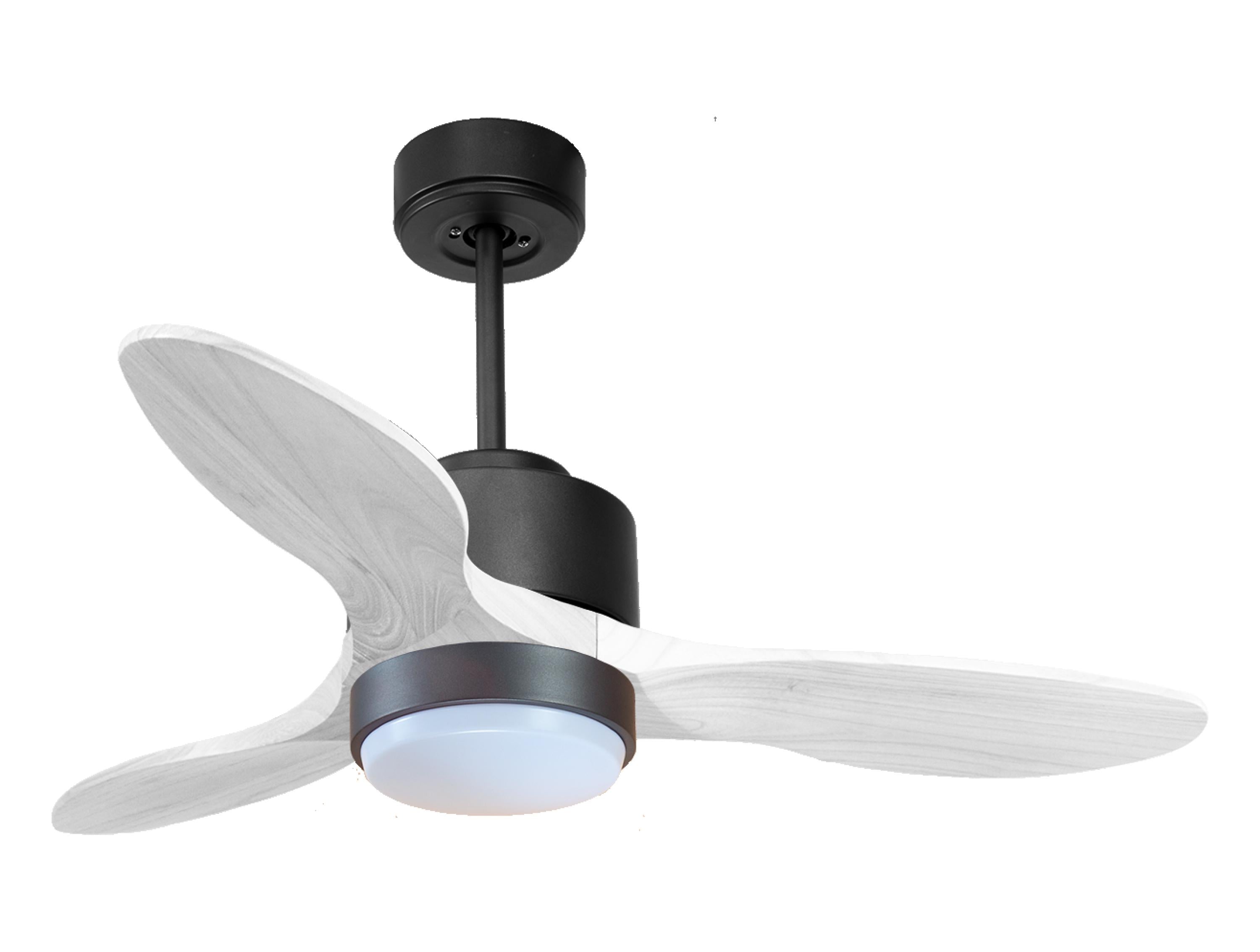 Ventilateur de plafond Réversible Thermostat Dimmable Wifi Moteur à courant continu Toits en pente Télécommande Lumière à trois tons Hypersilence Mémoire