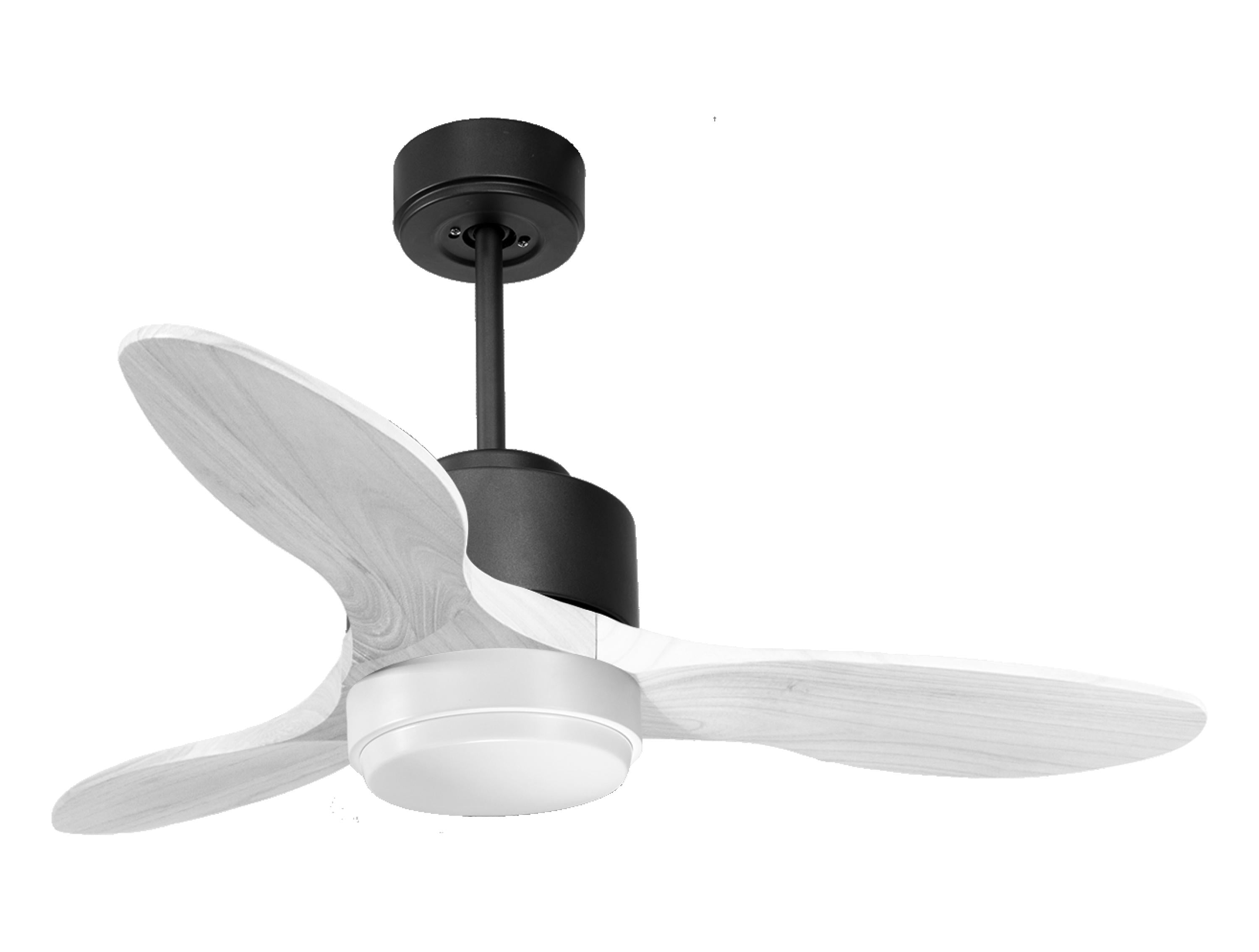Ventilateur de plafond Réversible Thermostat Dimmable Wifi Moteur à courant continu Toits en pente Télécommande Lumière à trois tons Hypersilence Mémoire