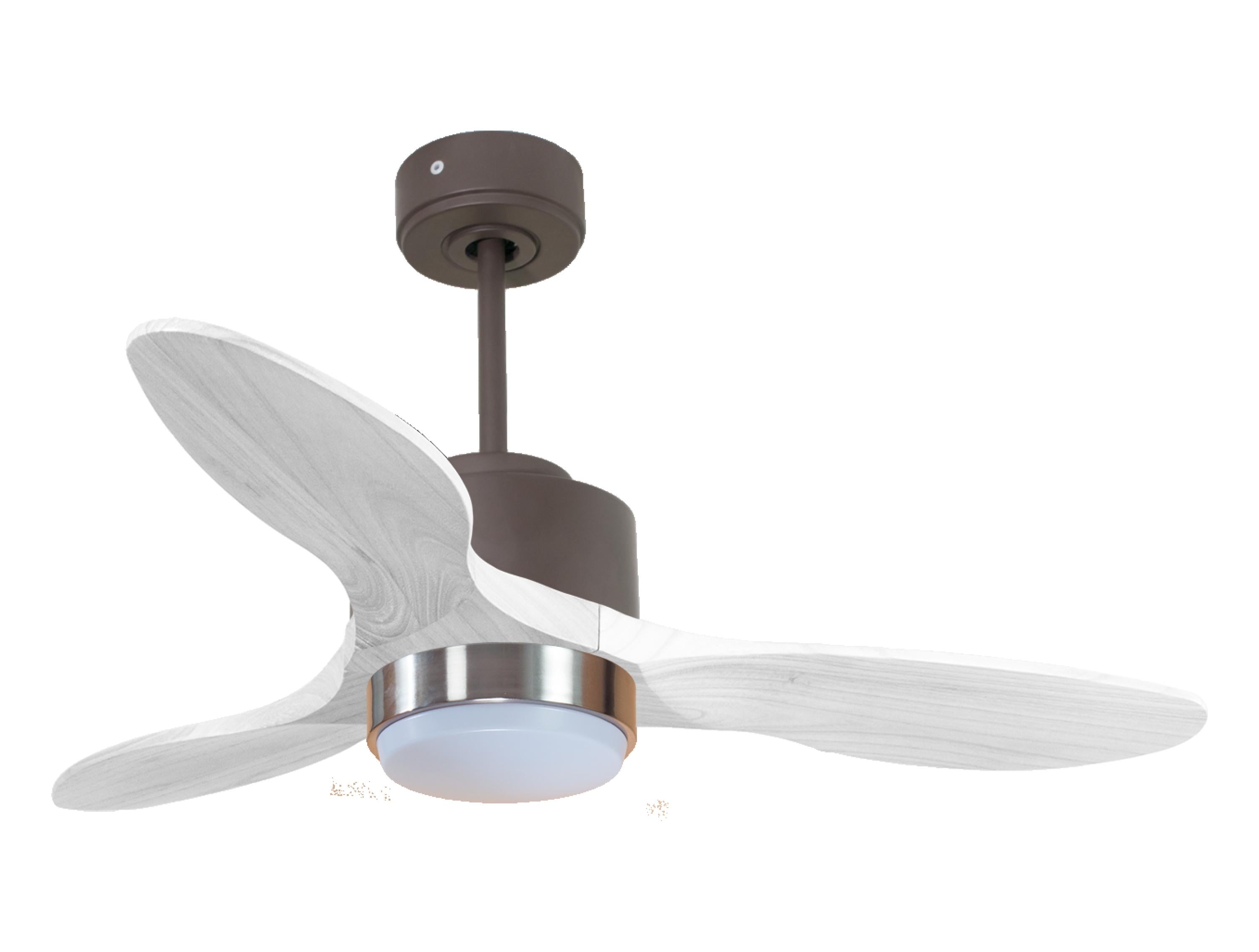 Ventilateur de plafond Réversible Thermostat Dimmable Wifi Moteur à courant continu Toits en pente Télécommande Lumière à trois tons Hypersilence Mémoire