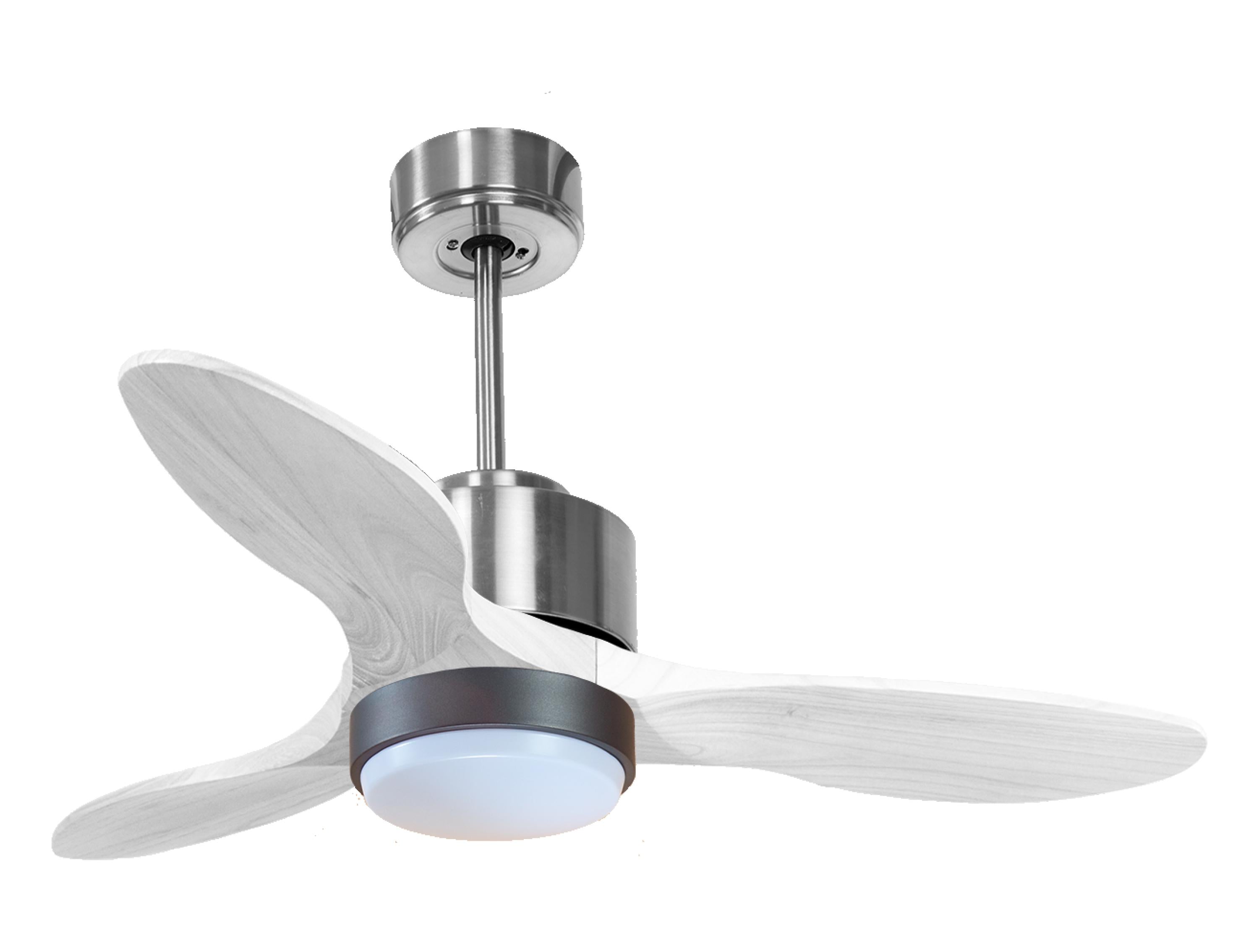 Ventilateur de plafond Réversible Thermostat Dimmable Wifi Moteur à courant continu Toits en pente Télécommande Lumière à trois tons Hypersilence Mémoire