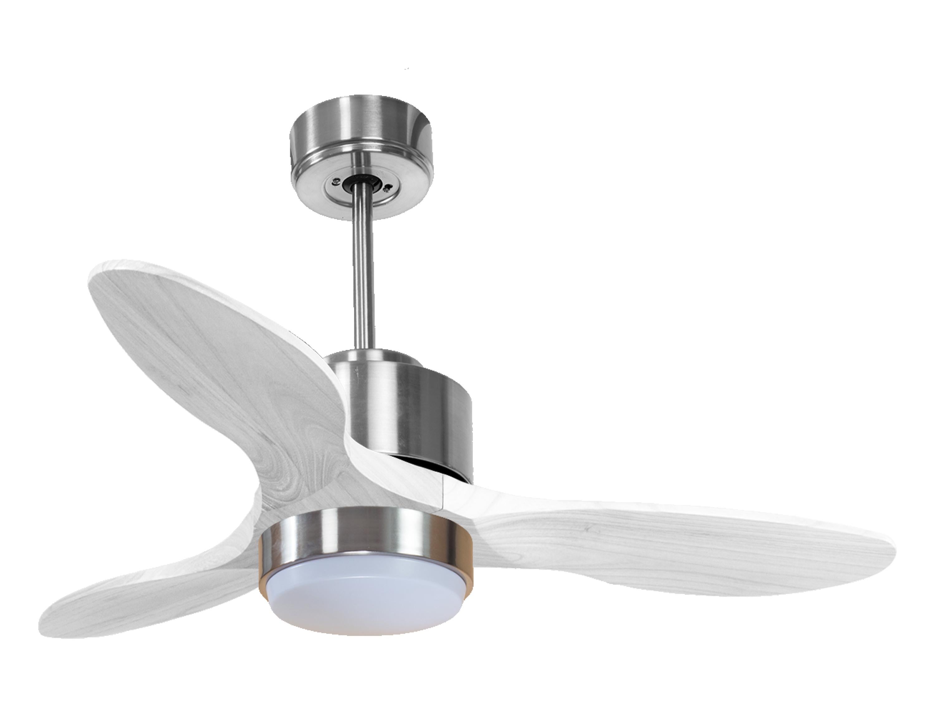 Ventilateur de plafond Réversible Thermostat Dimmable Wifi Moteur à courant continu Toits en pente Télécommande Lumière à trois tons Hypersilence Mémoire