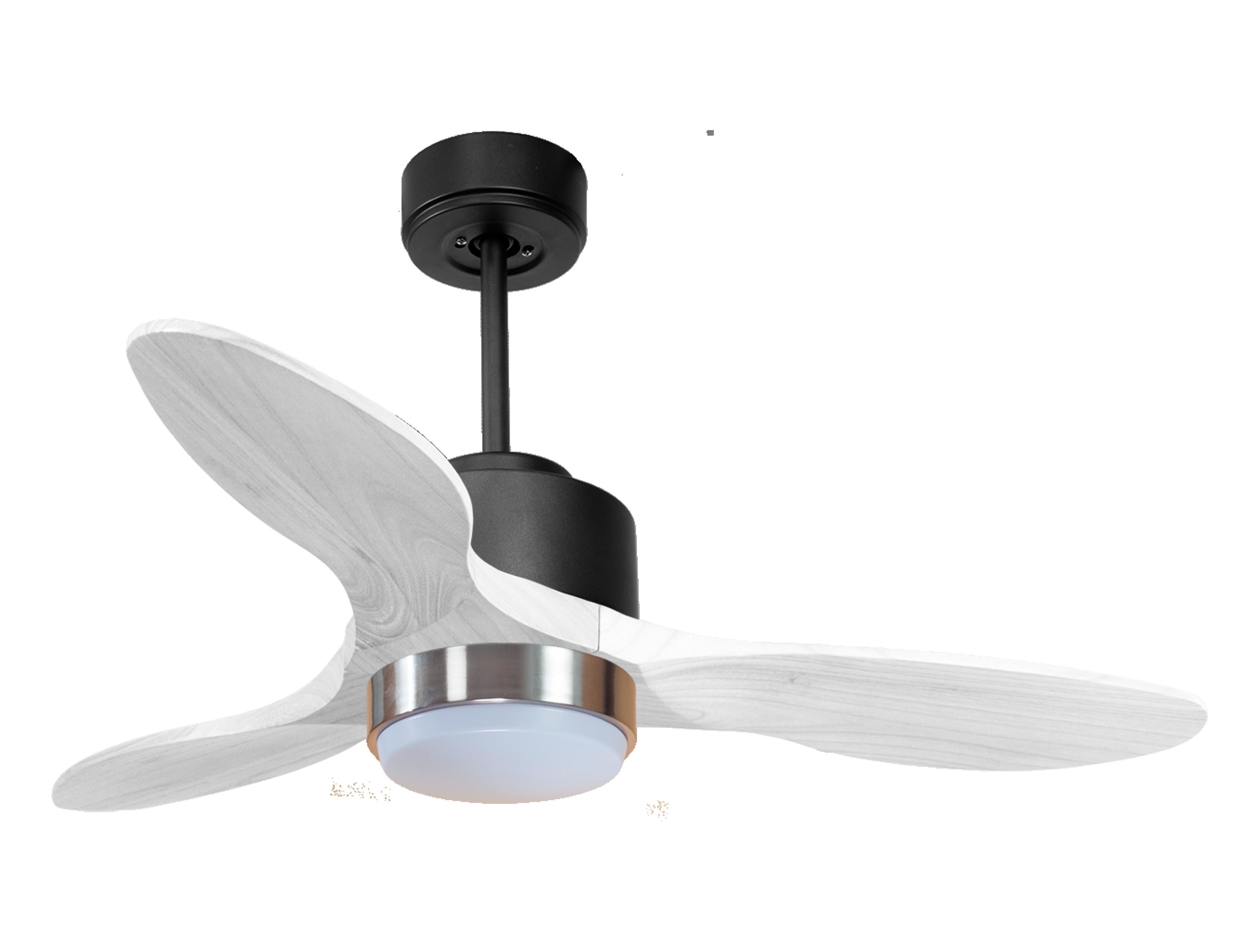 Ventilateur de plafond Réversible Thermostat Dimmable Wifi Moteur à courant continu Toits en pente Télécommande Lumière à trois tons Hypersilence Mémoire