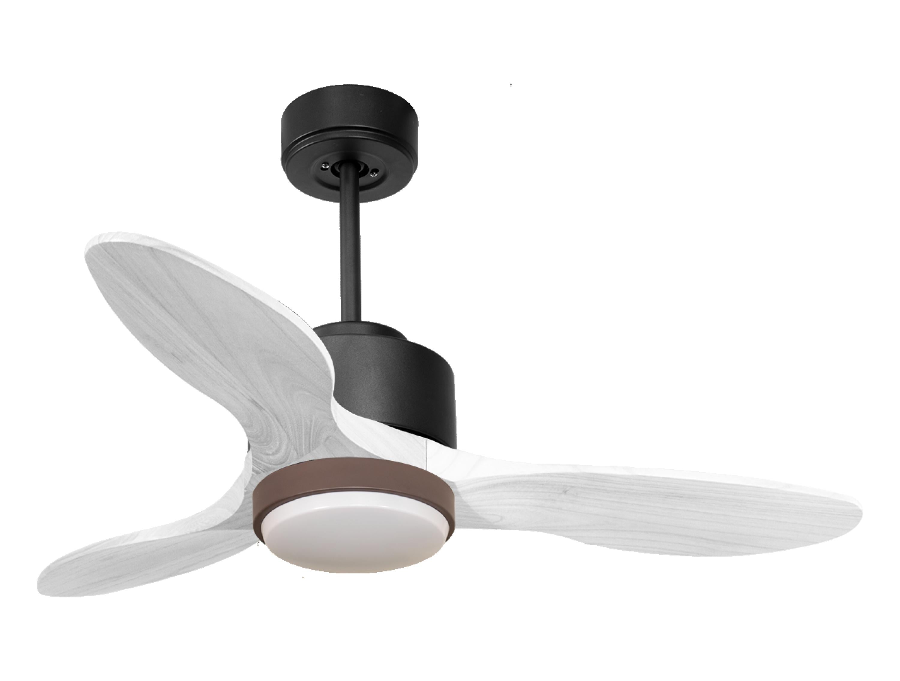 Ventilateur de plafond Réversible Thermostat Dimmable Wifi Moteur à courant continu Toits en pente Télécommande Lumière à trois tons Hypersilence Mémoire