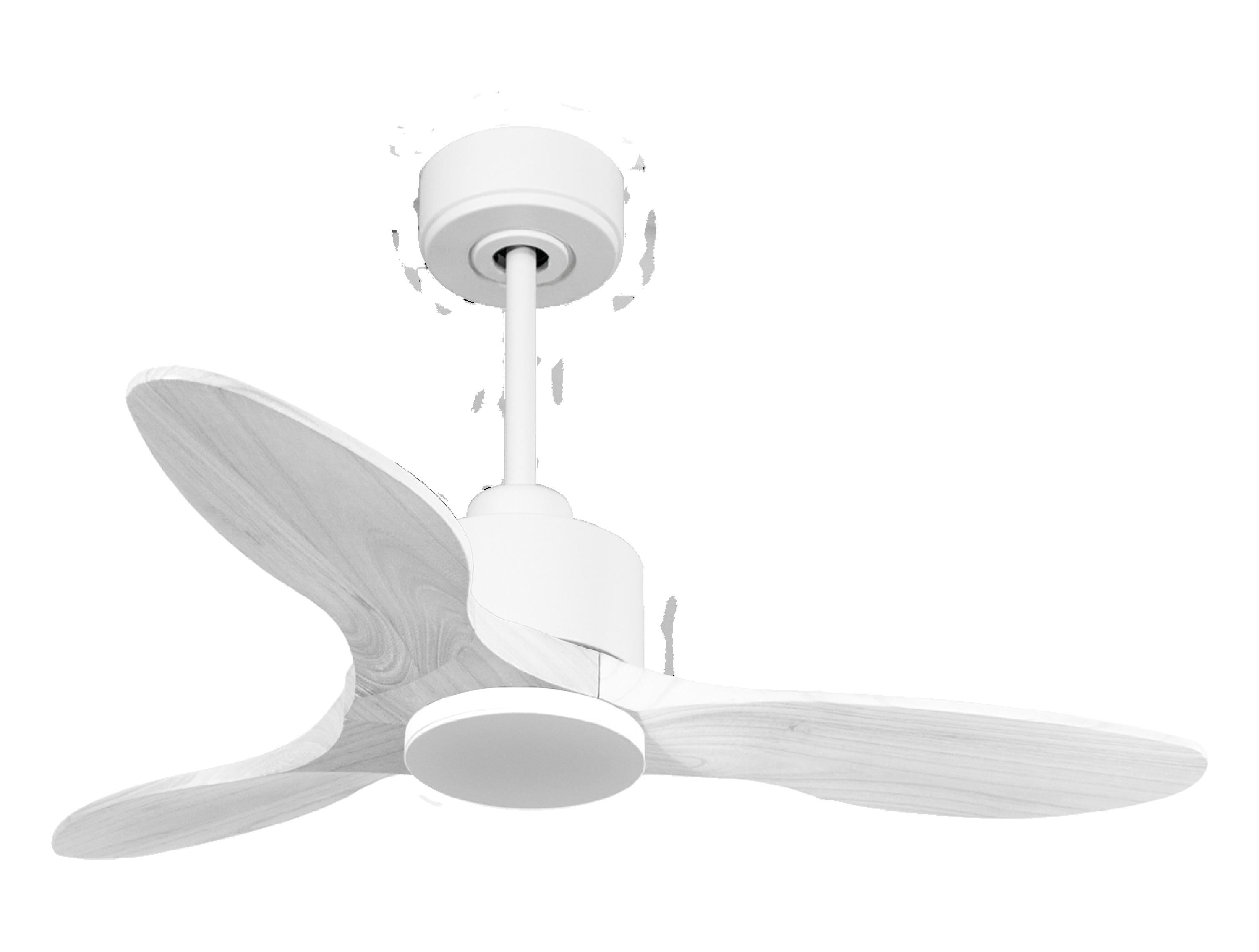 Ventilateur de plafond Réversible Thermostat Wifi Moteur à courant continu Toits en pente Télécommande Hypersilence Mémoire