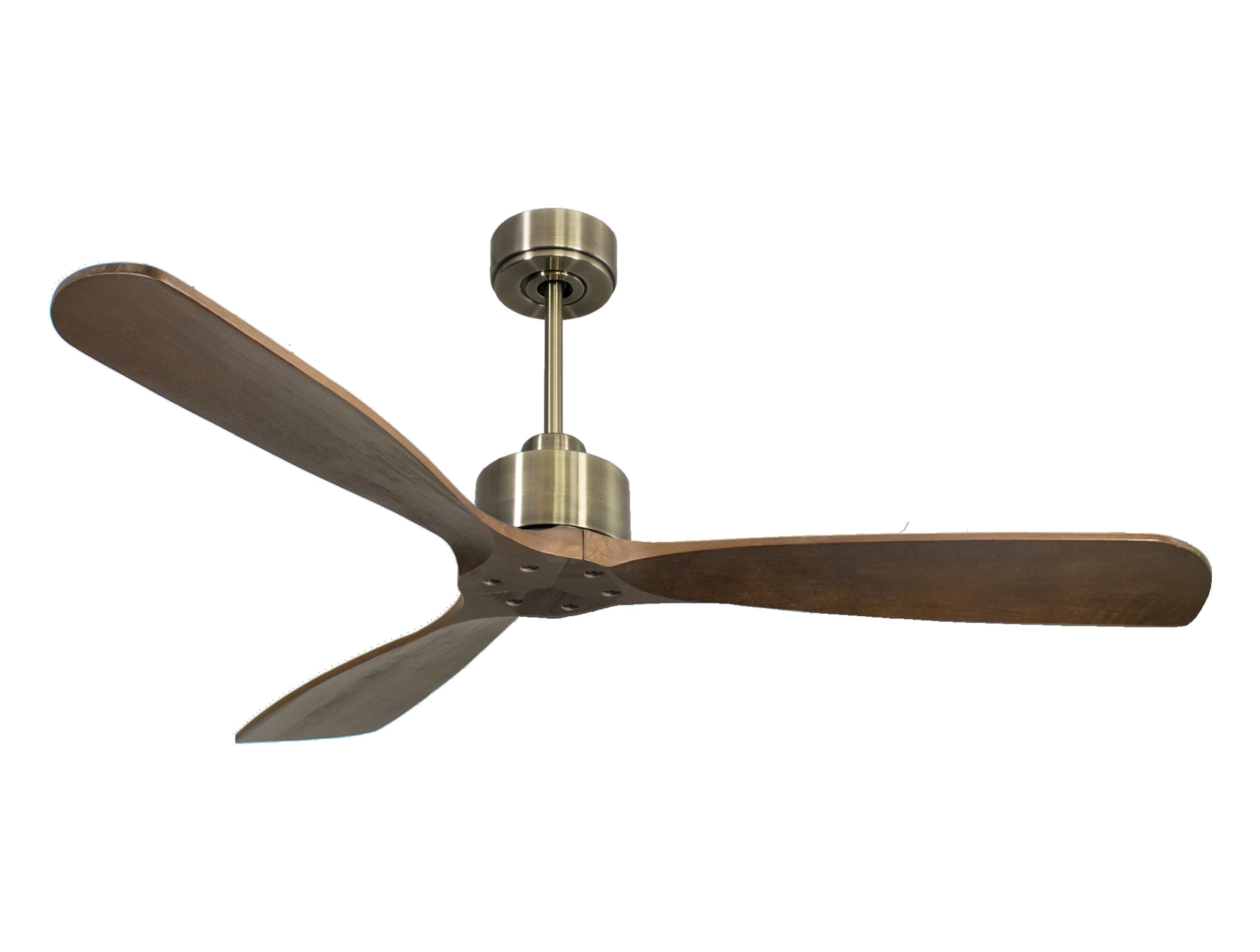 Ventilateur de plafond Réversible Thermostat Wifi Moteur à courant continu Toits en pente Télécommande Hypersilence Mémoire FullWood