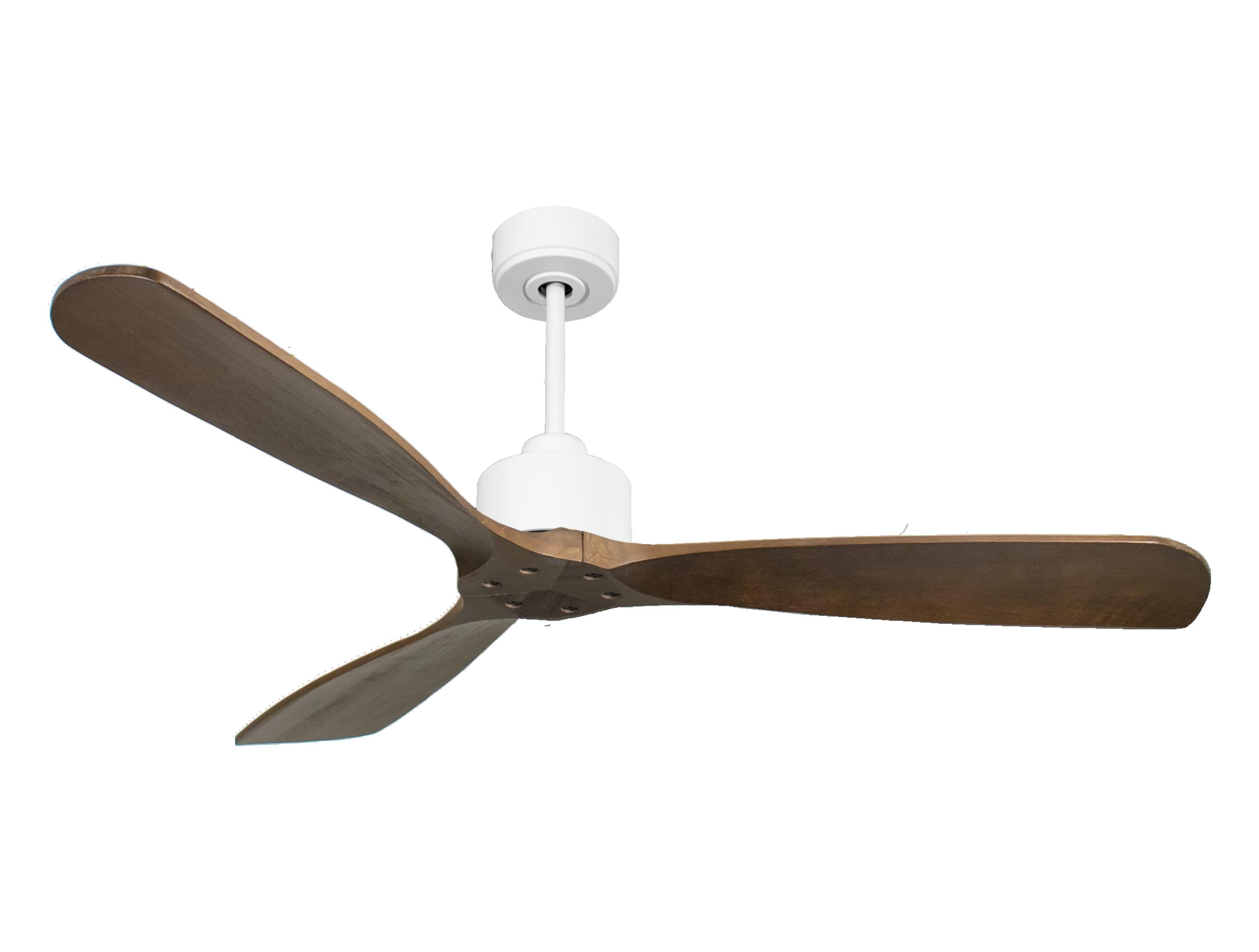 Ventilateur de plafond Réversible Thermostat Wifi Moteur à courant continu Toits en pente Télécommande Hypersilence Mémoire FullWood
