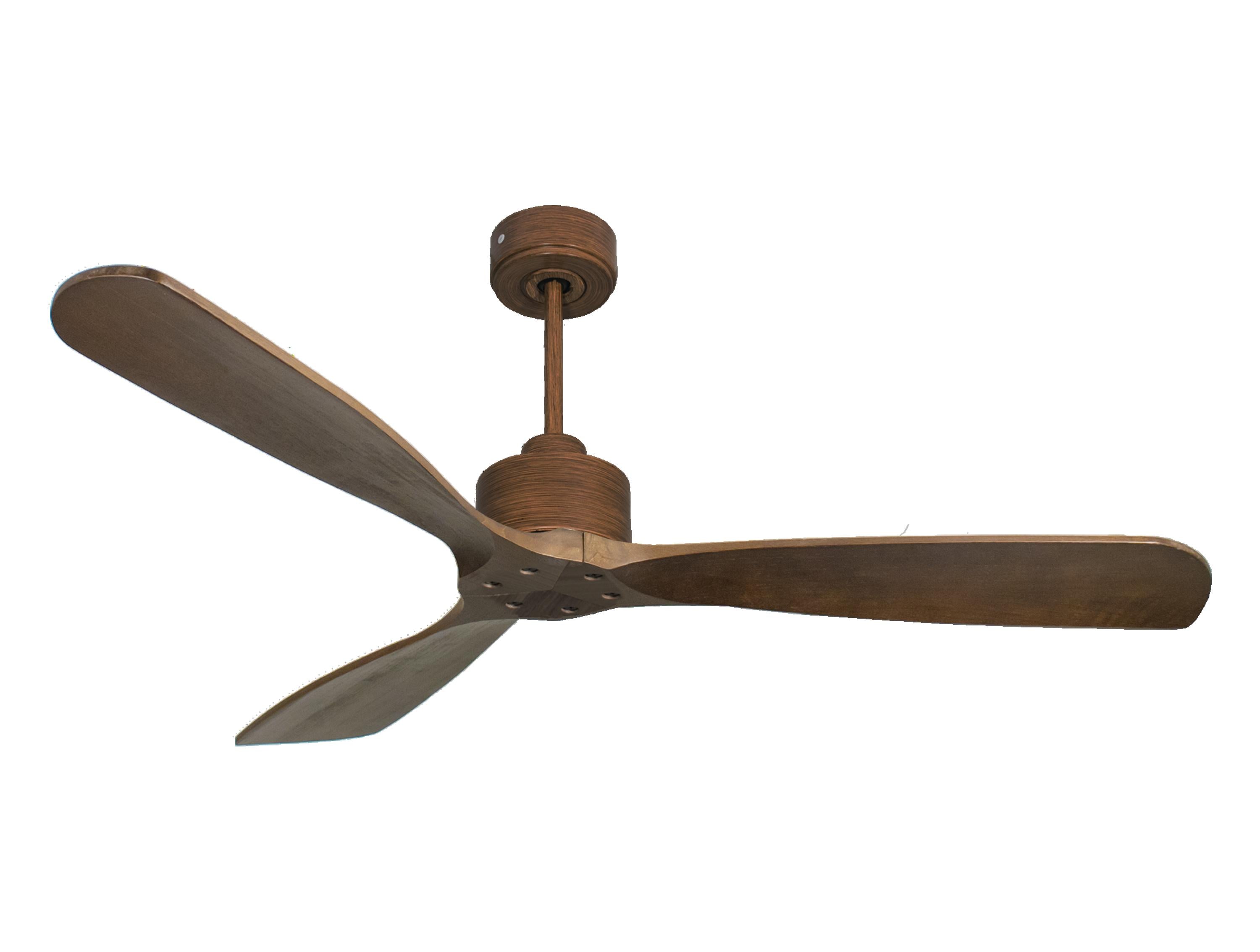 Ventilateur de plafond Réversible Thermostat Wifi Moteur à courant continu Toits en pente Télécommande Hypersilence Mémoire FullWood