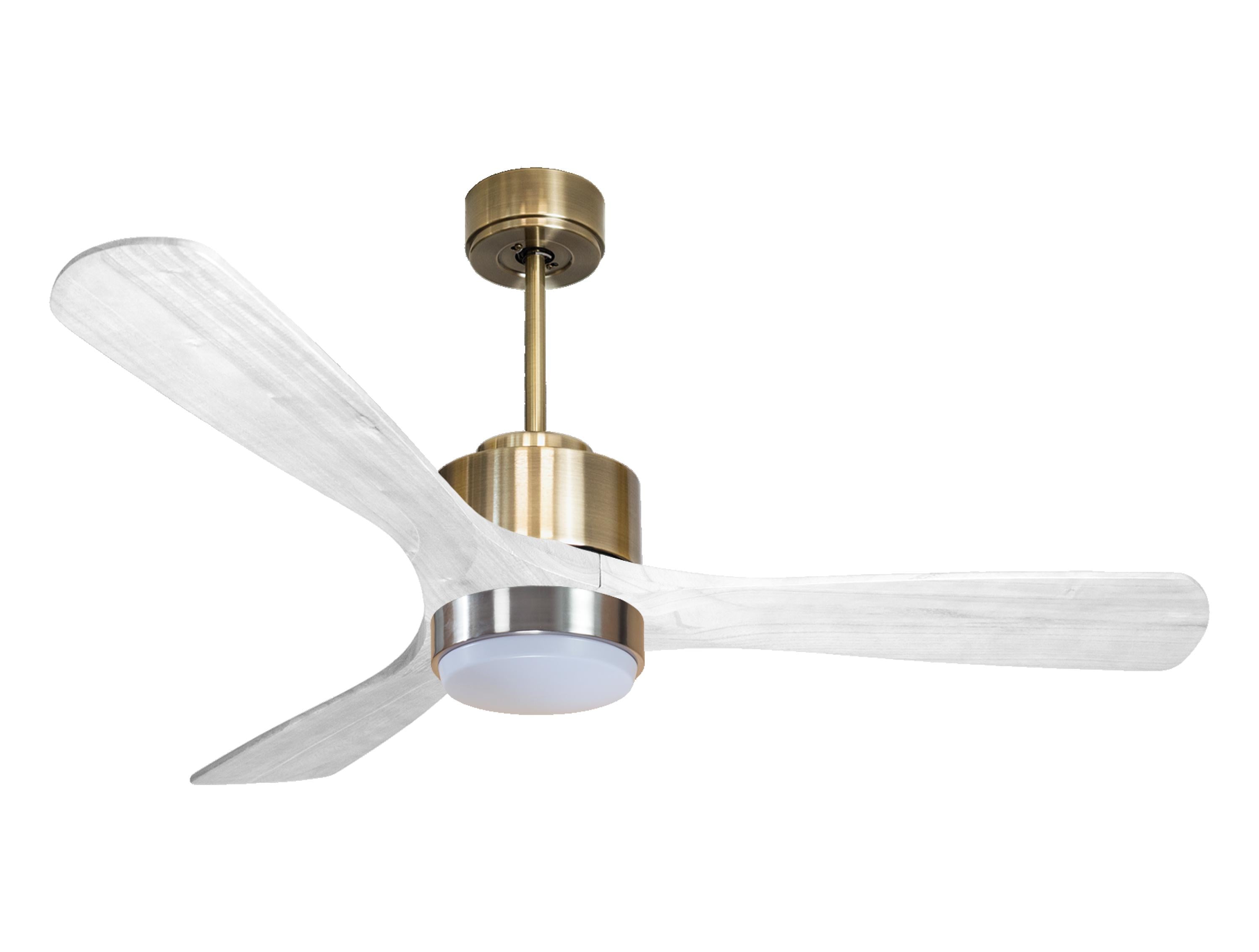 Ventilateur de plafond Réversible Thermostat Dimmable Wifi Moteur à courant continu Toits en pente Télécommande Lumière à trois tons Hypersilence Mémoire