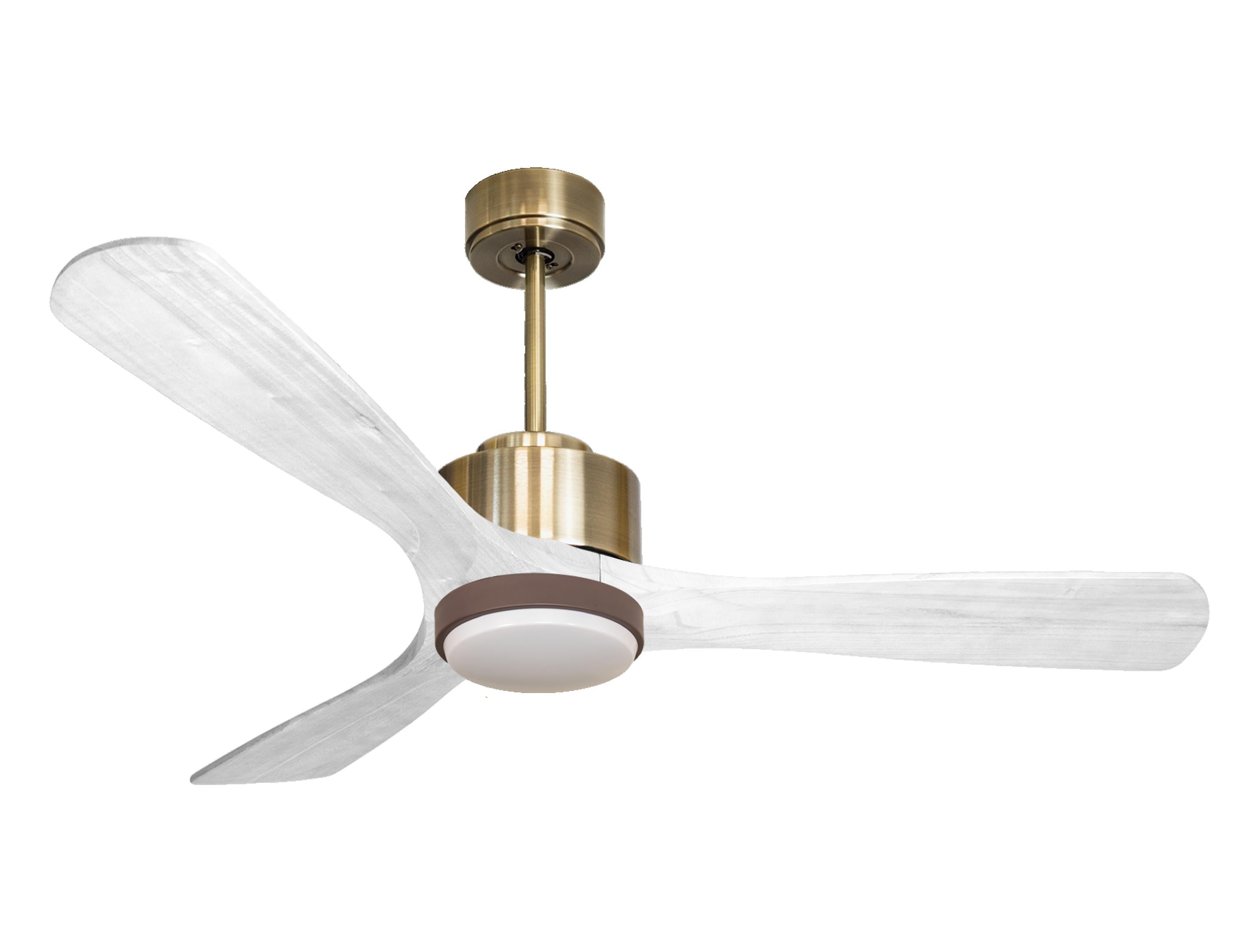 Ventilateur de plafond Réversible Thermostat Dimmable Wifi Moteur à courant continu Toits en pente Télécommande Lumière à trois tons Hypersilence Mémoire