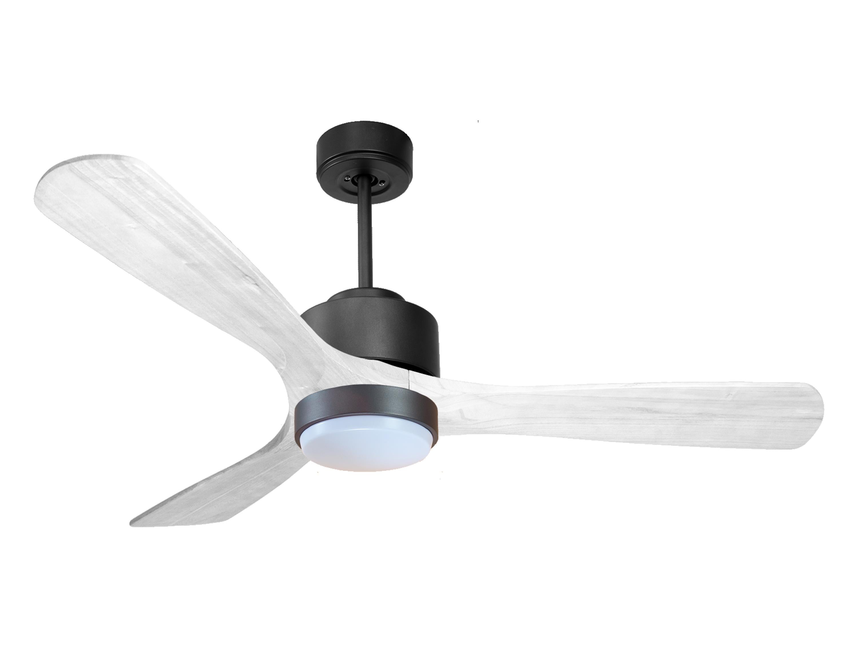 Ventilateur de plafond Réversible Thermostat Dimmable Wifi Moteur à courant continu Toits en pente Télécommande Lumière à trois tons Hypersilence Mémoire