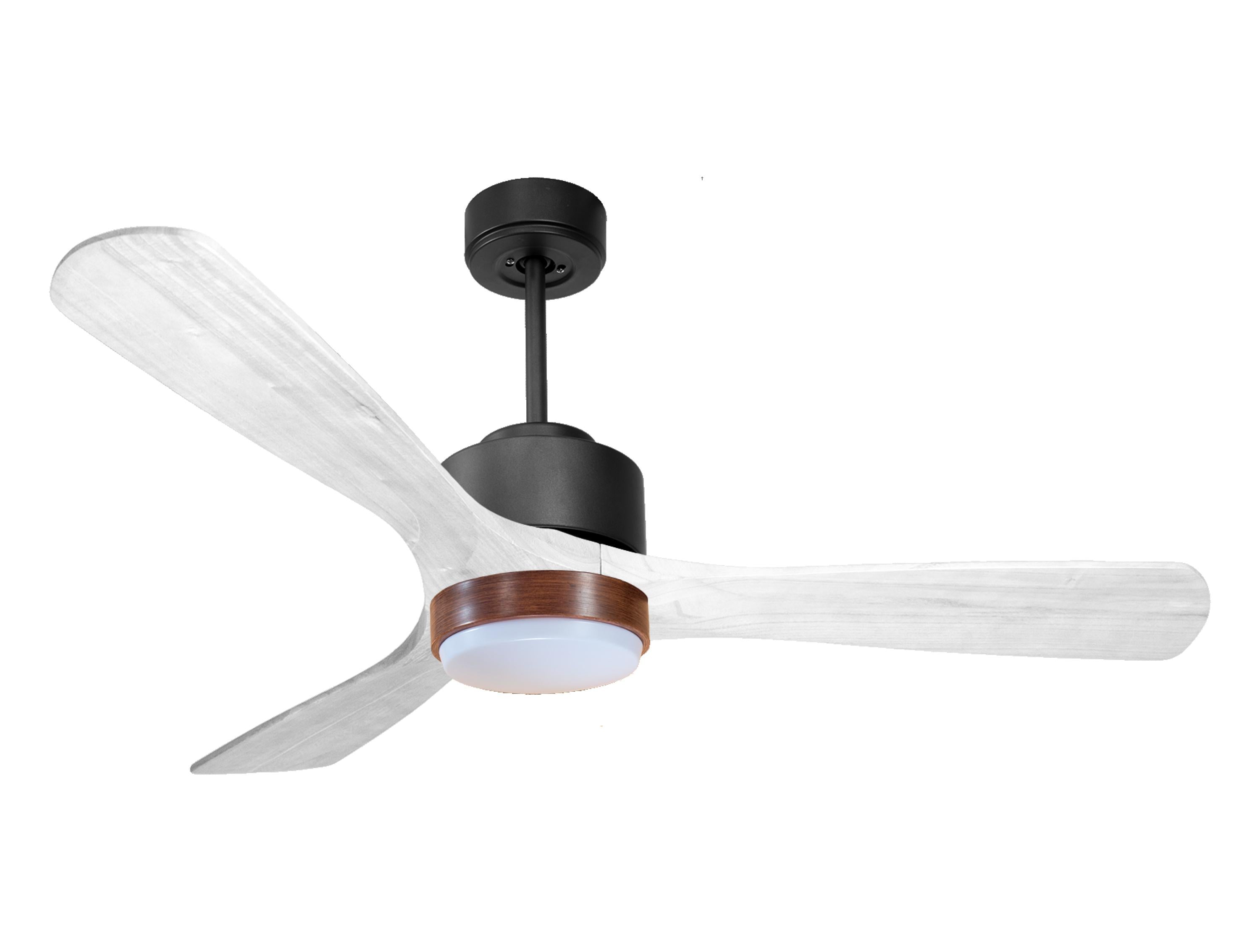 Ventilateur de plafond Réversible Thermostat Dimmable Wifi Moteur à courant continu Toits en pente Télécommande Lumière à trois tons Hypersilence Mémoire