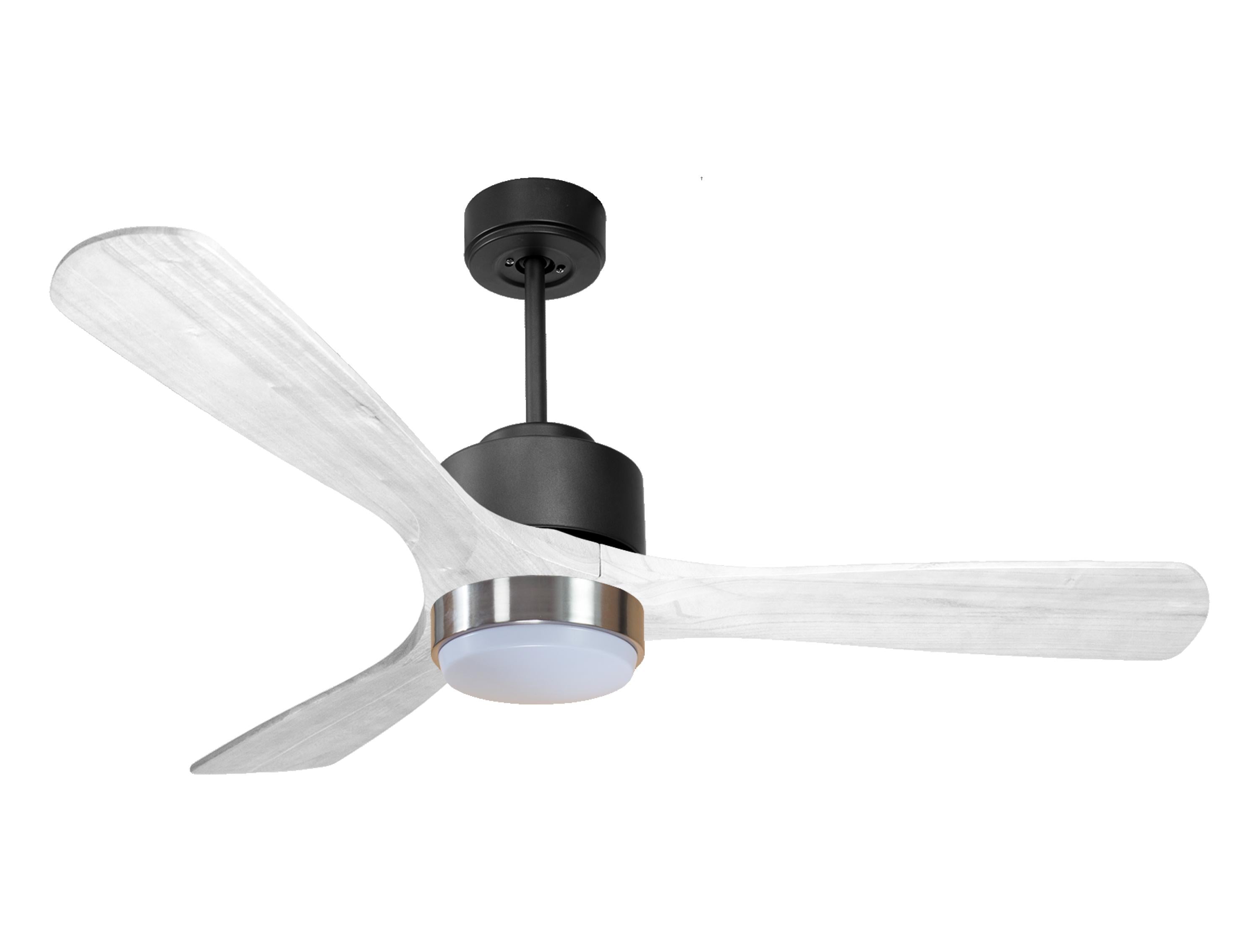 Ventilateur de plafond Réversible Thermostat Dimmable Wifi Moteur à courant continu Toits en pente Télécommande Lumière à trois tons Hypersilence Mémoire
