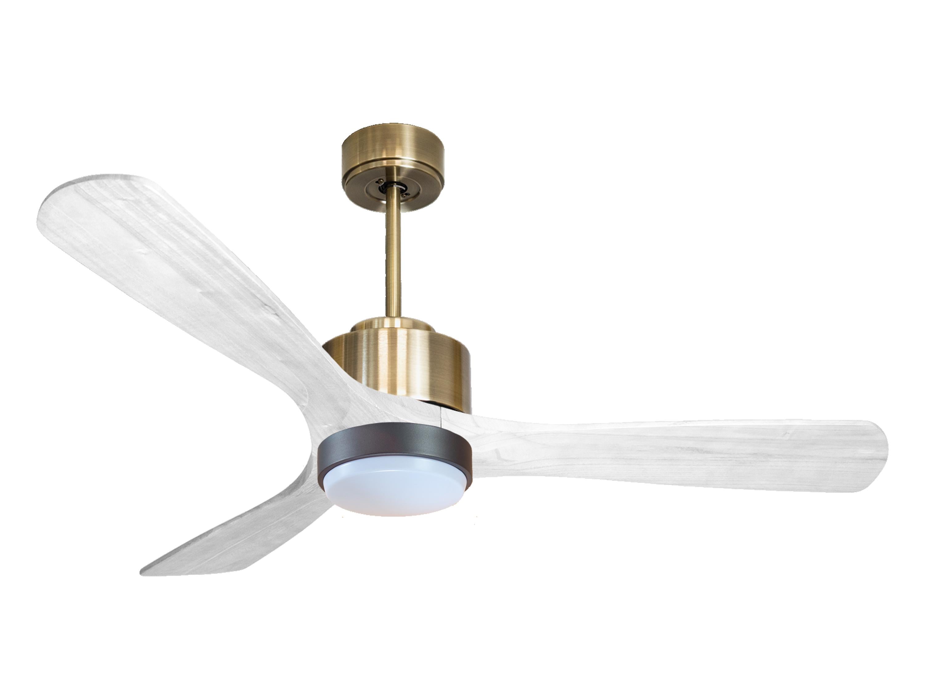 Ventilateur de plafond Réversible Thermostat Dimmable Wifi Moteur à courant continu Toits en pente Télécommande Lumière à trois tons Hypersilence Mémoire