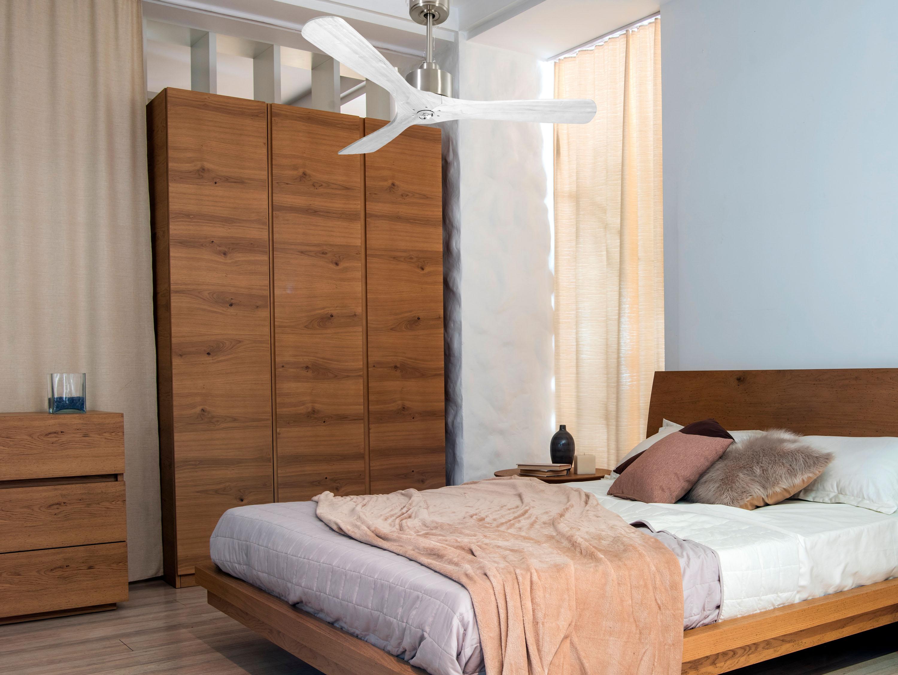 Ventilateur de plafond Réversible Thermostat Dimmable Wifi Moteur à courant continu Toits en pente Télécommande Lumière à trois tons Hypersilence Mémoire